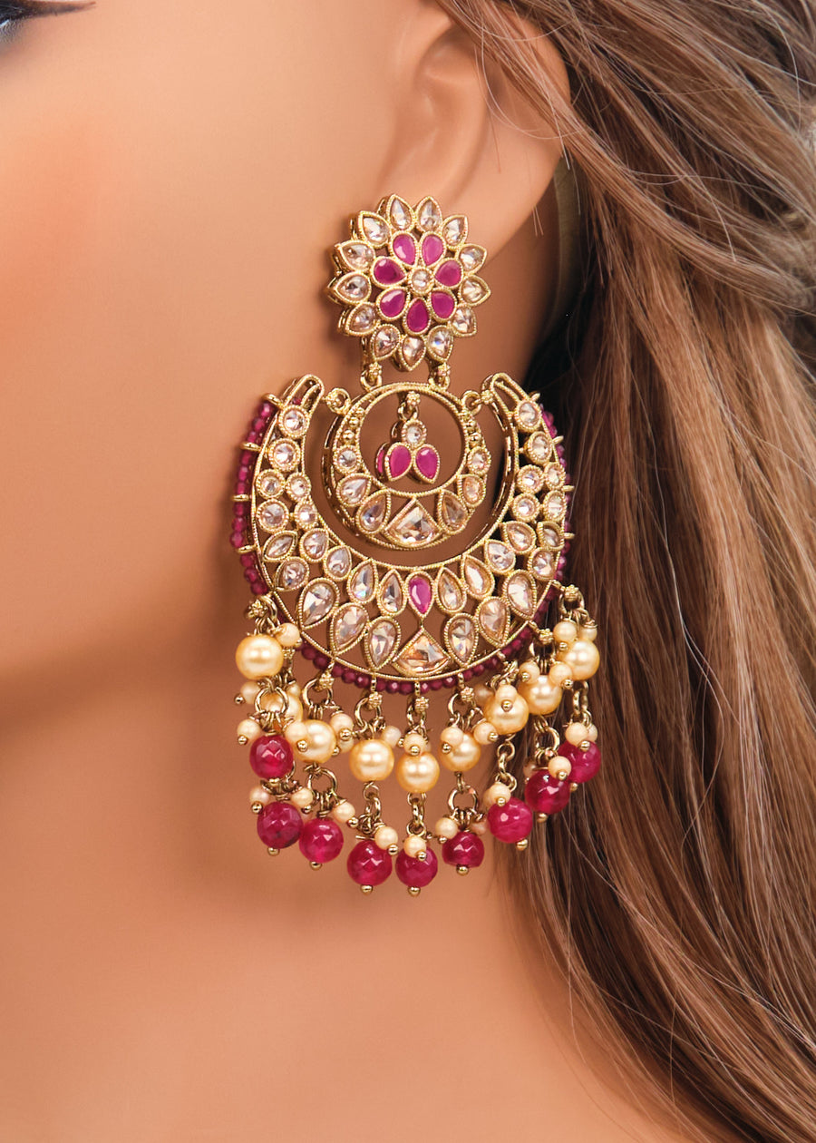 Deepika Polki Big Chandbali Earrings