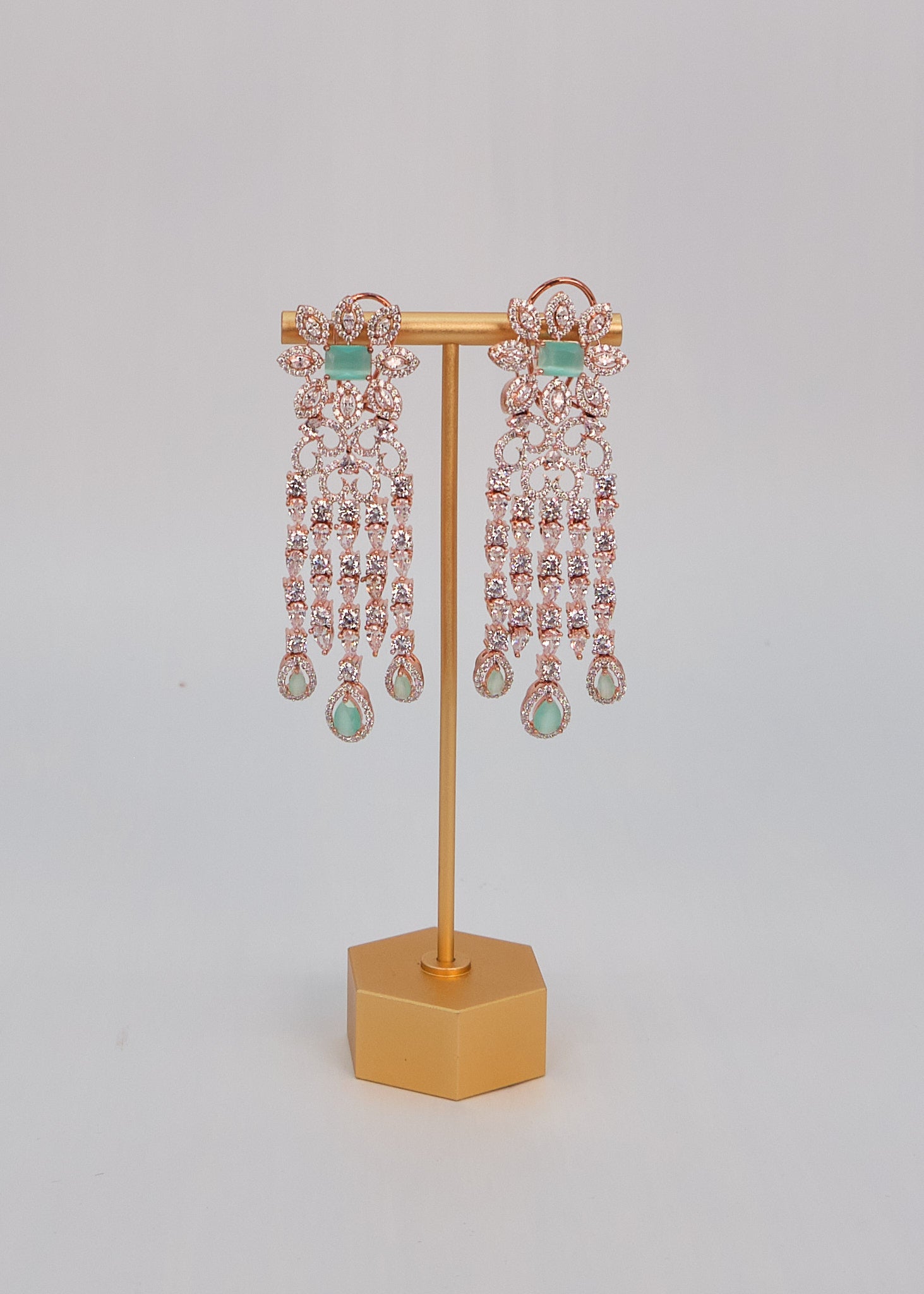 Rose Gold CZ Danglers Earrings
