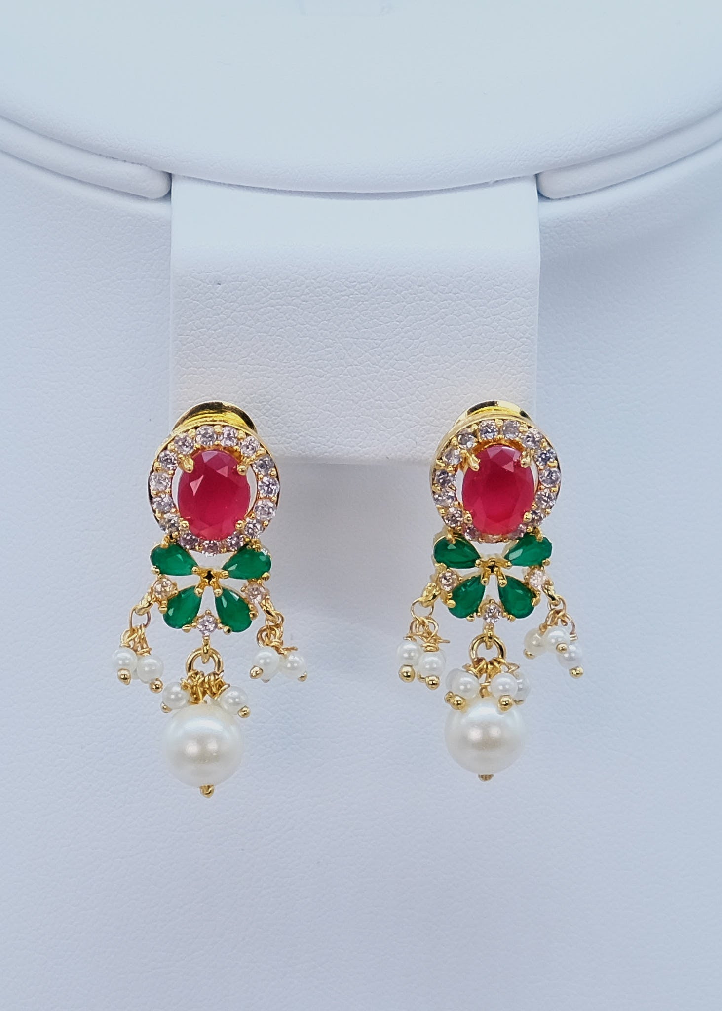 Ivory Pearl Chatai Multicolor Diamond Necklace Choker Set