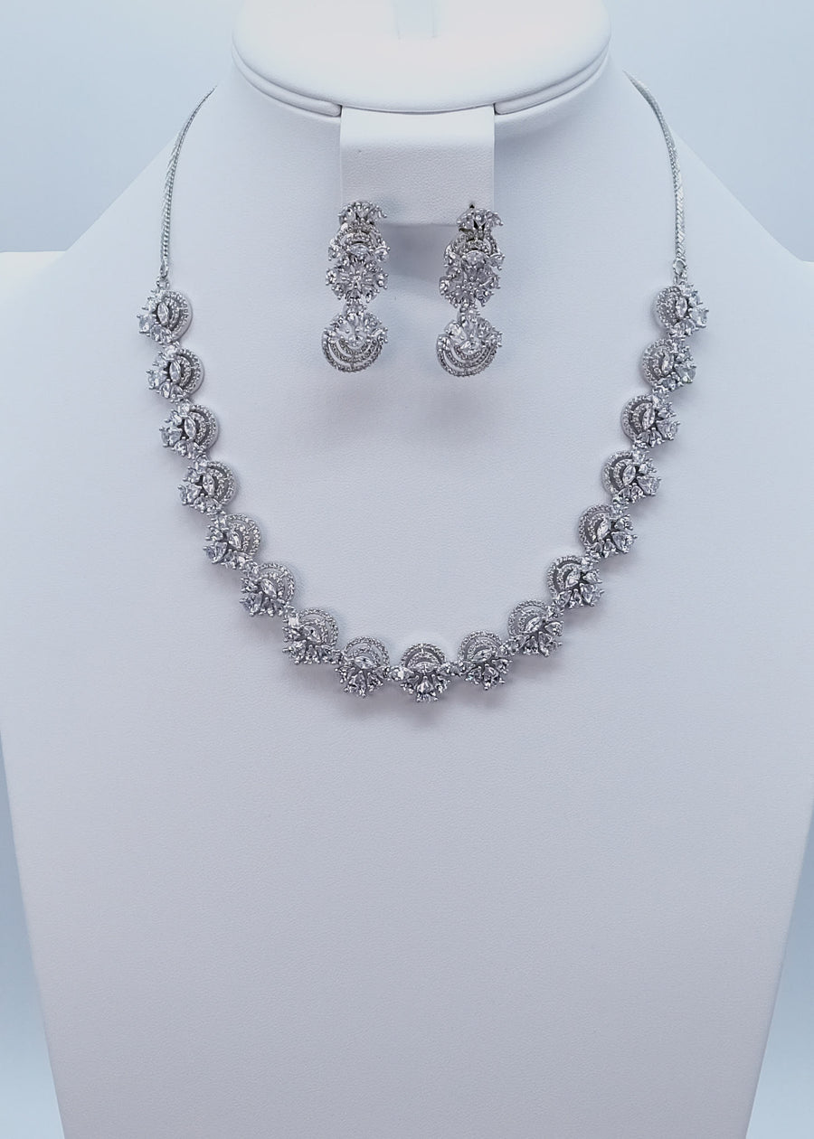 Silver Cubic Zirconia Necklace Set