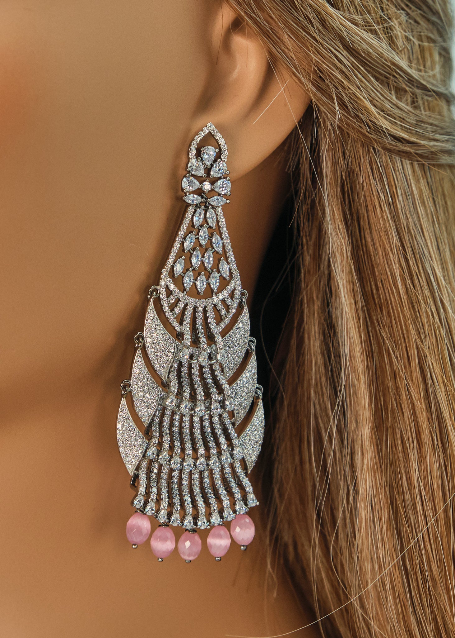 Chandelier CZ Long Earrings