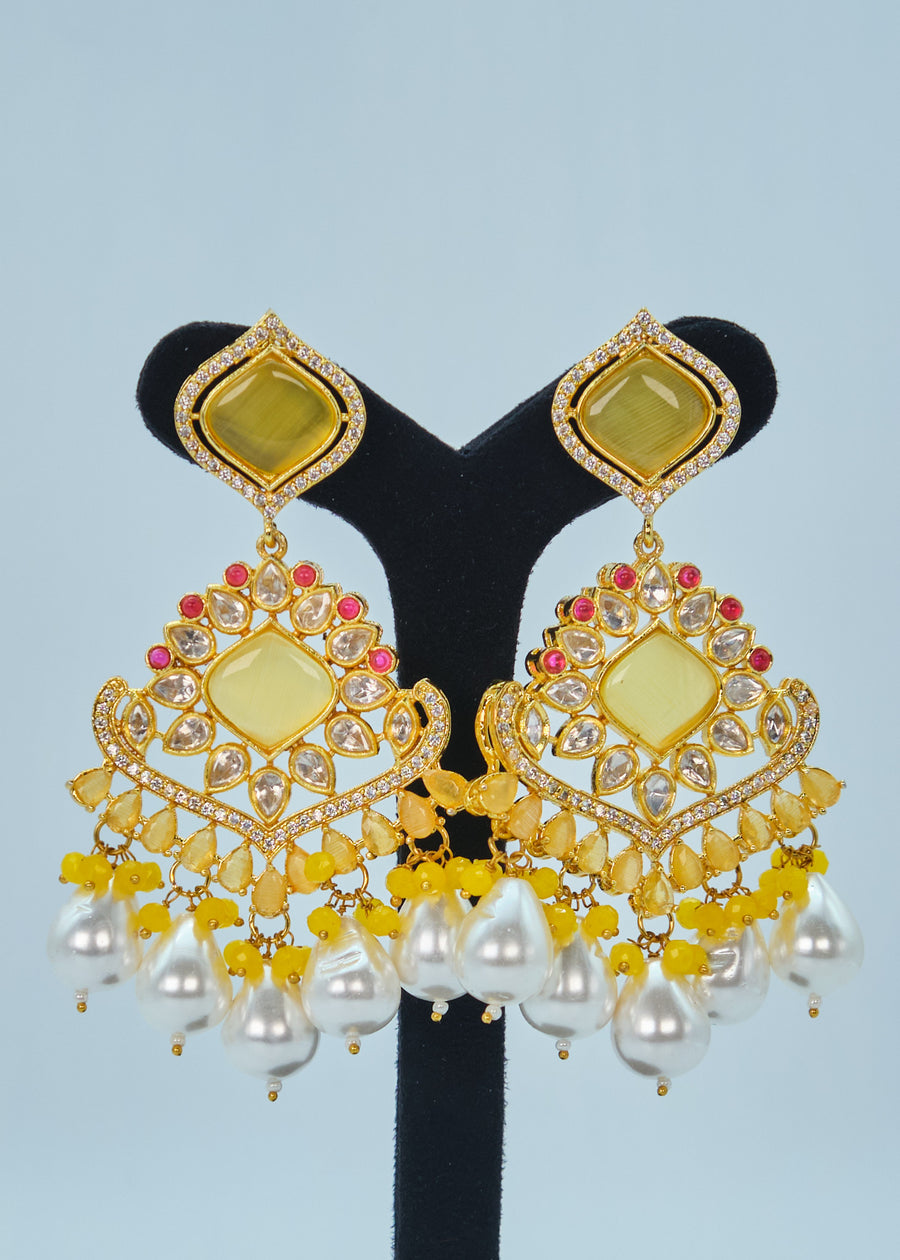 Uncut Kundan With Monalisa Stone Earrings