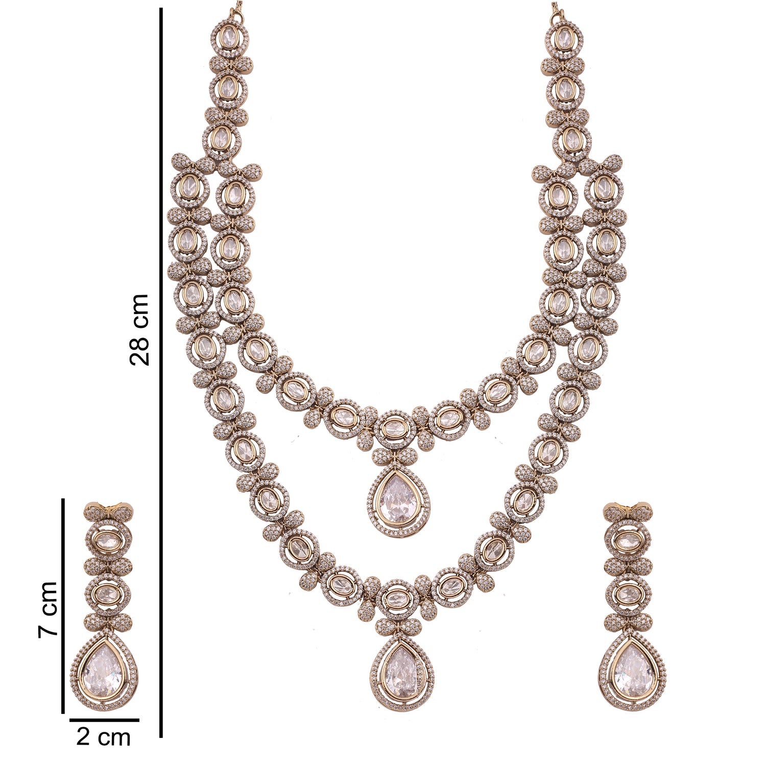Ivory Victorian AD Moissanite Double Layer Necklace Set