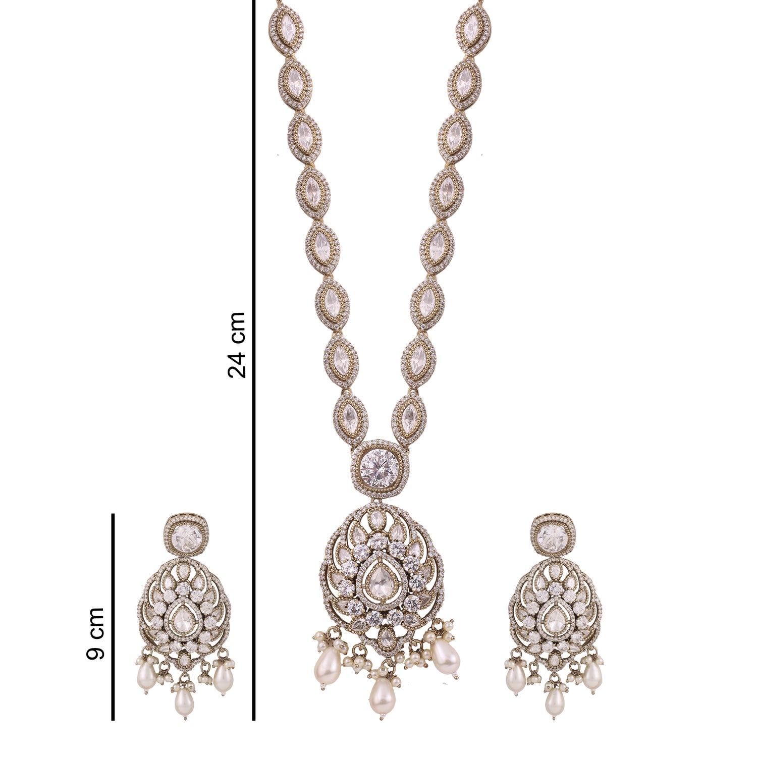 Victorian American Dimond Moissanite Necklace with Earrings