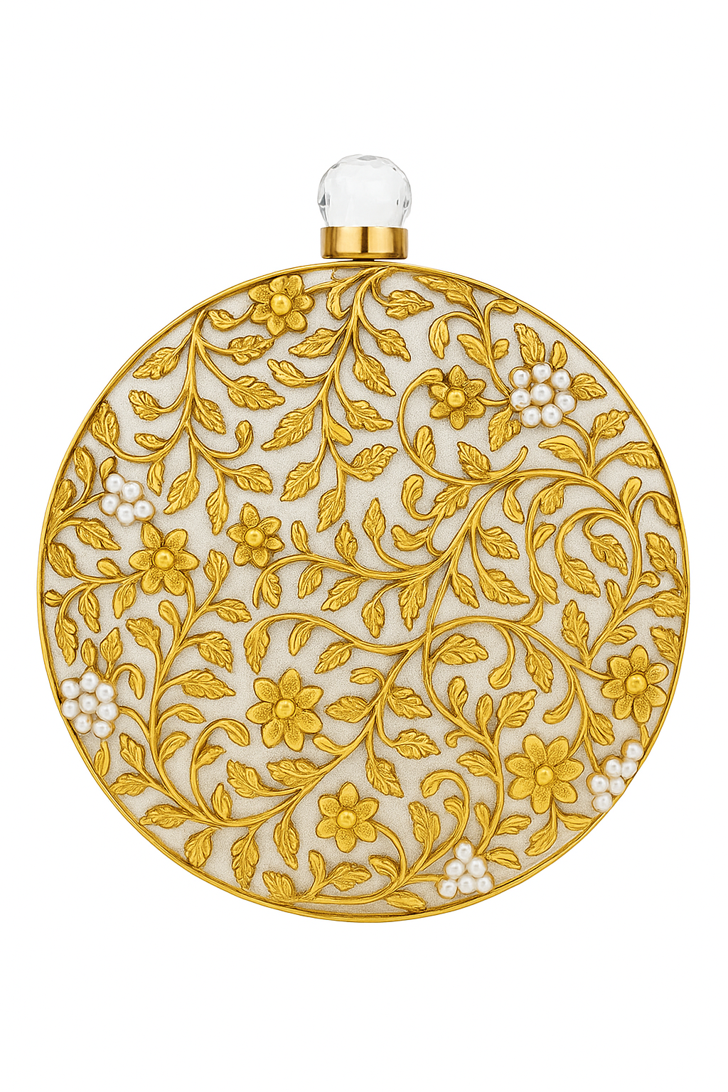 Round Floral Cut Clutch - Gold
