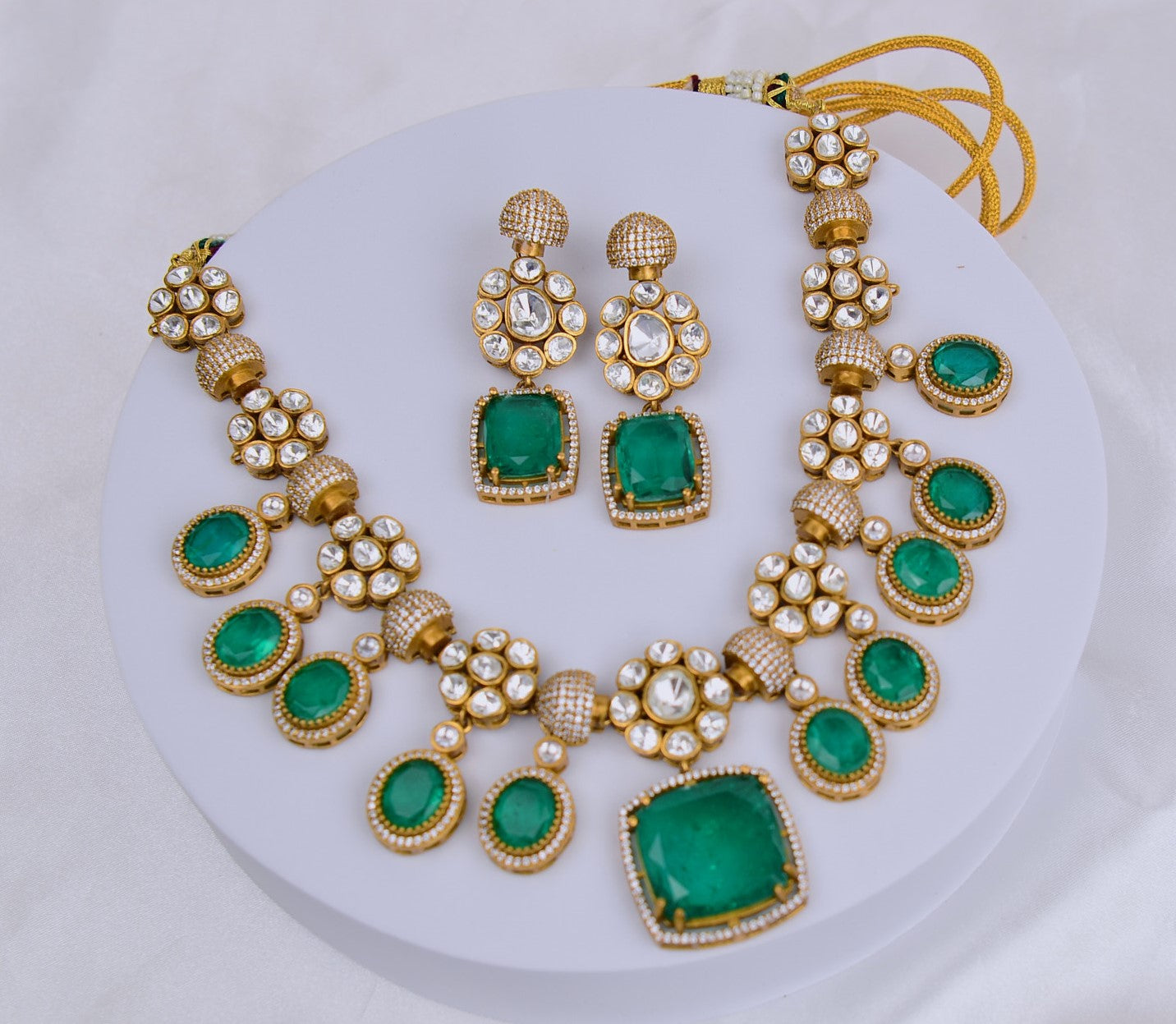 Ananya Doublet Kundan Necklace Set - Rama Green