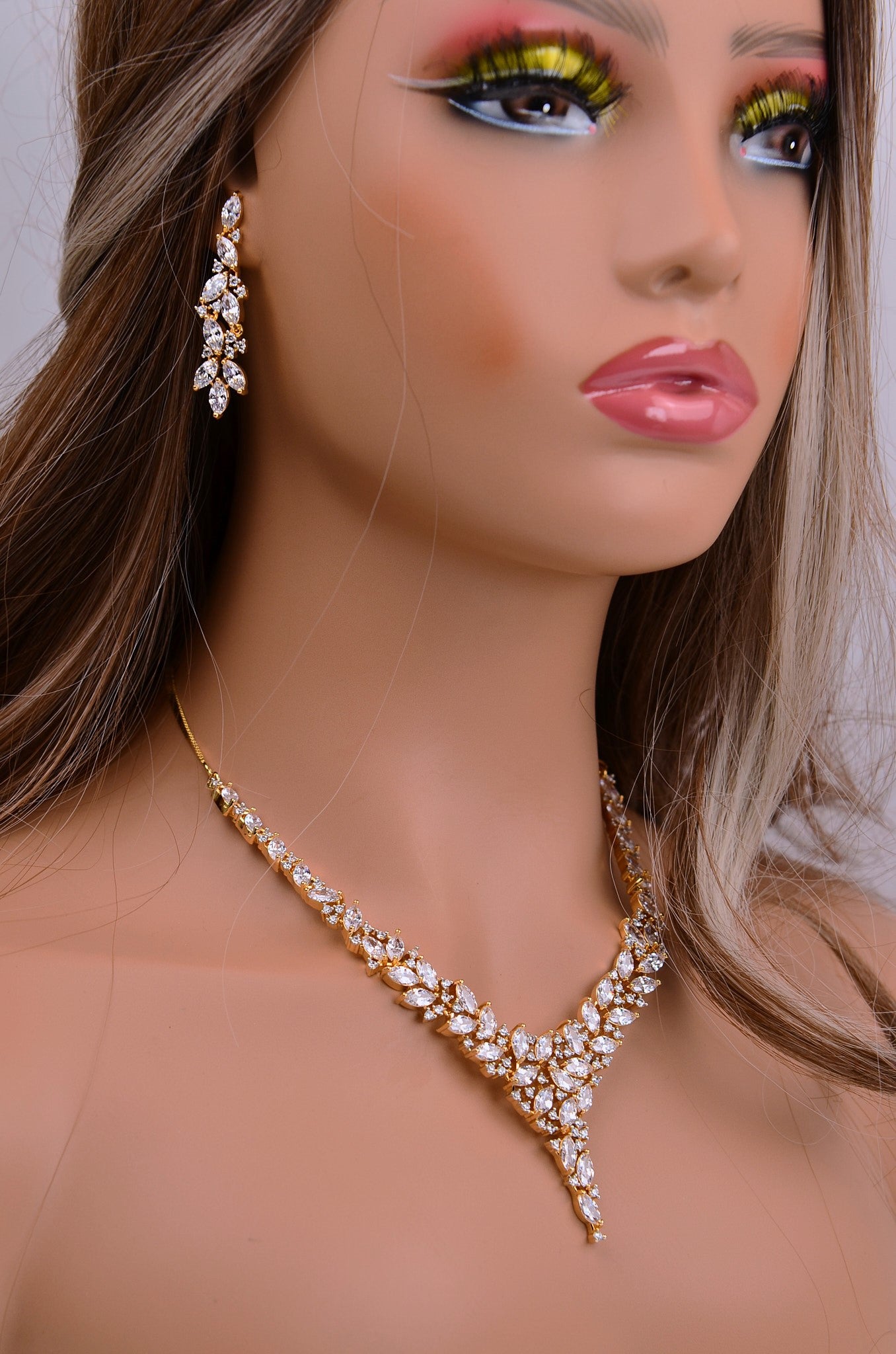 Gold Swarovski Necklace Set