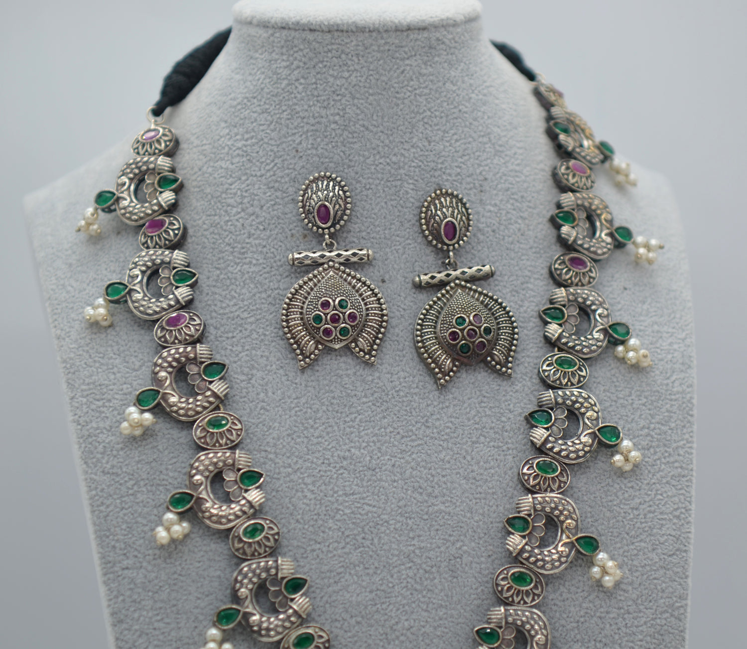 German Silver Kemp Stone Afghani Necklace set
