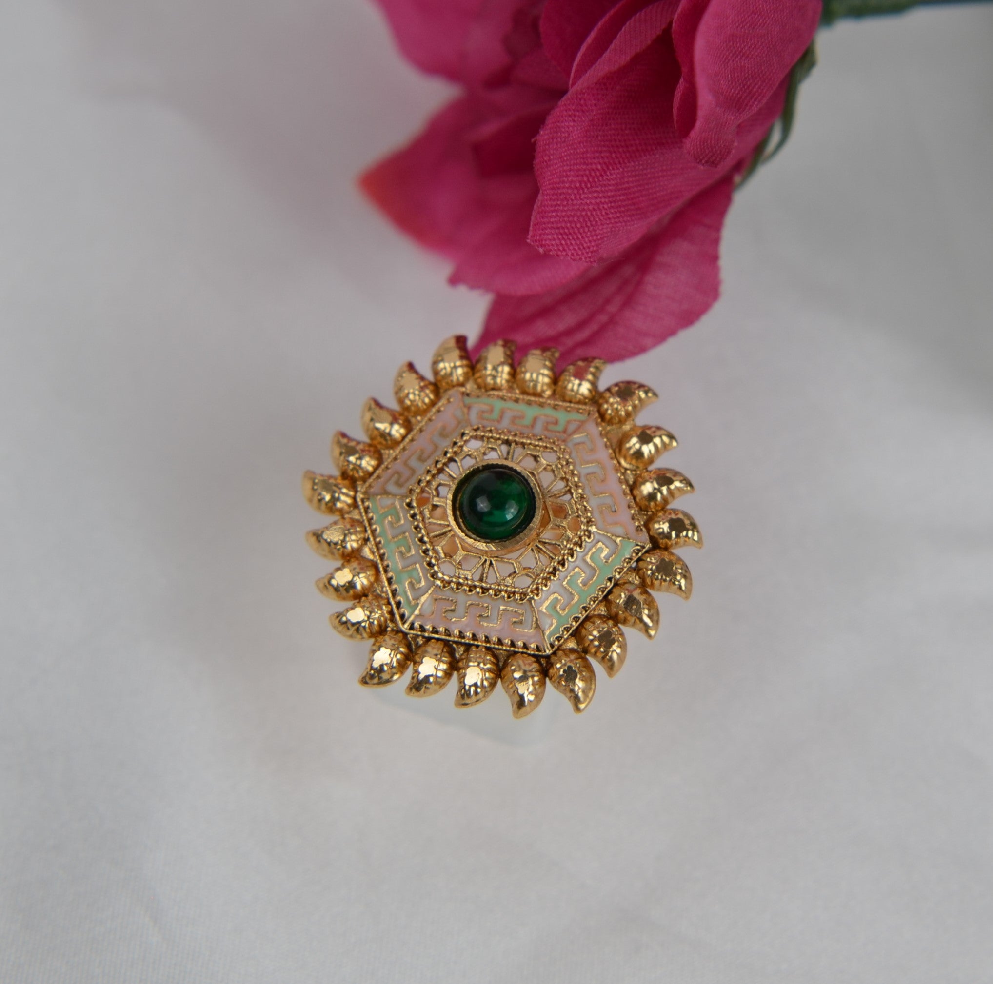 Enamel Kemp Stone Adjustable Rings