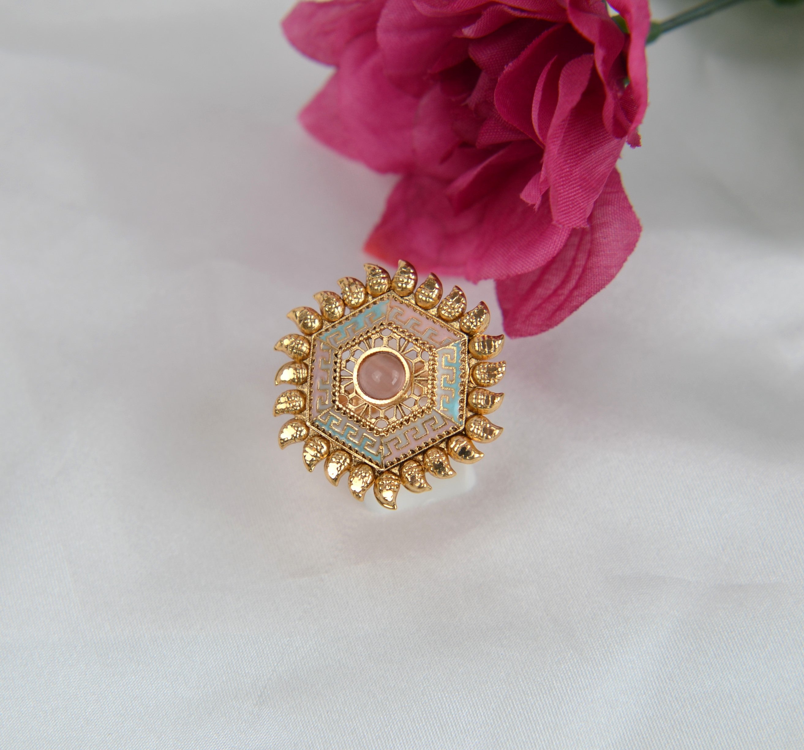 Enamel Kemp Stone Adjustable Rings