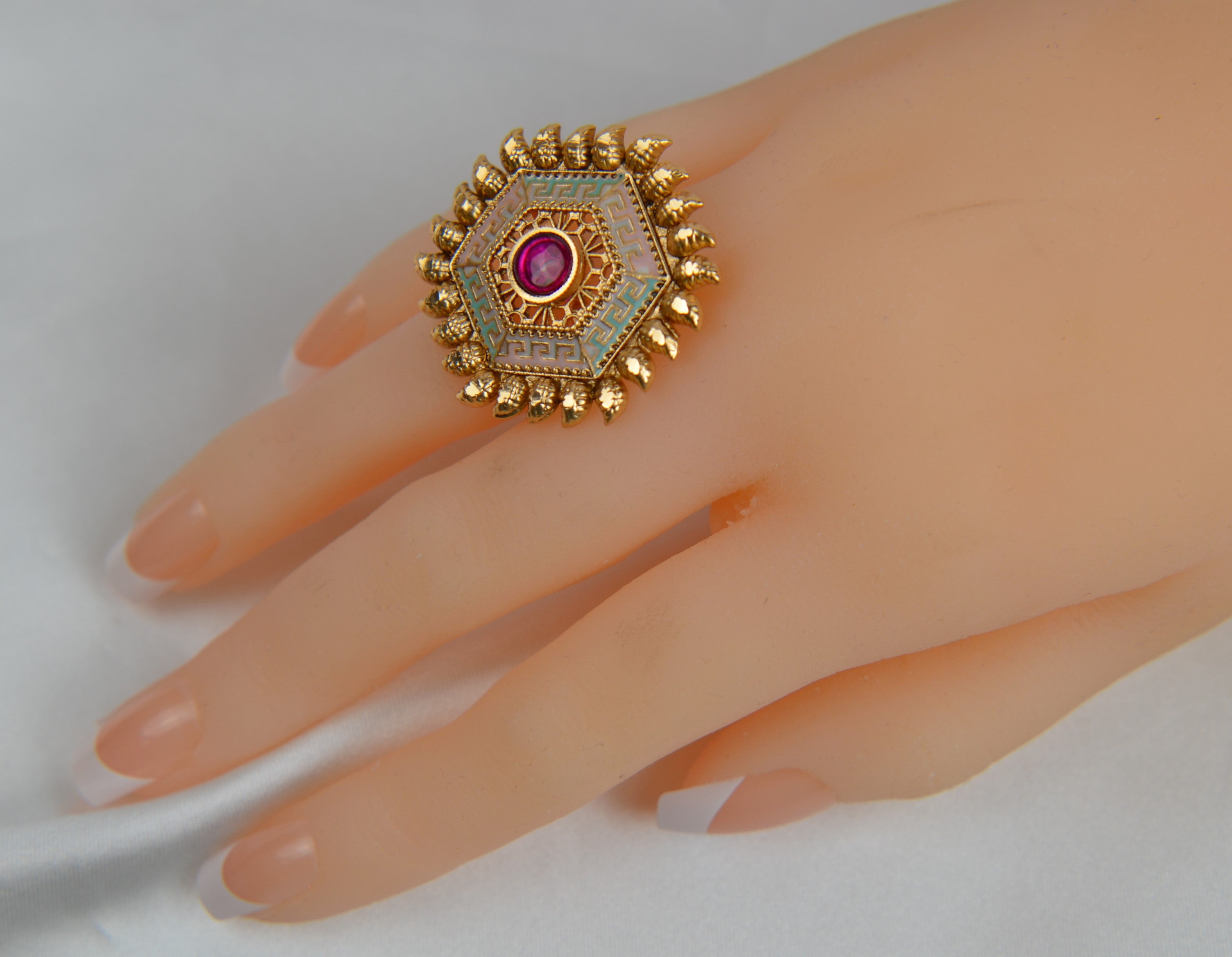 Enamel Kemp Stone Adjustable Rings