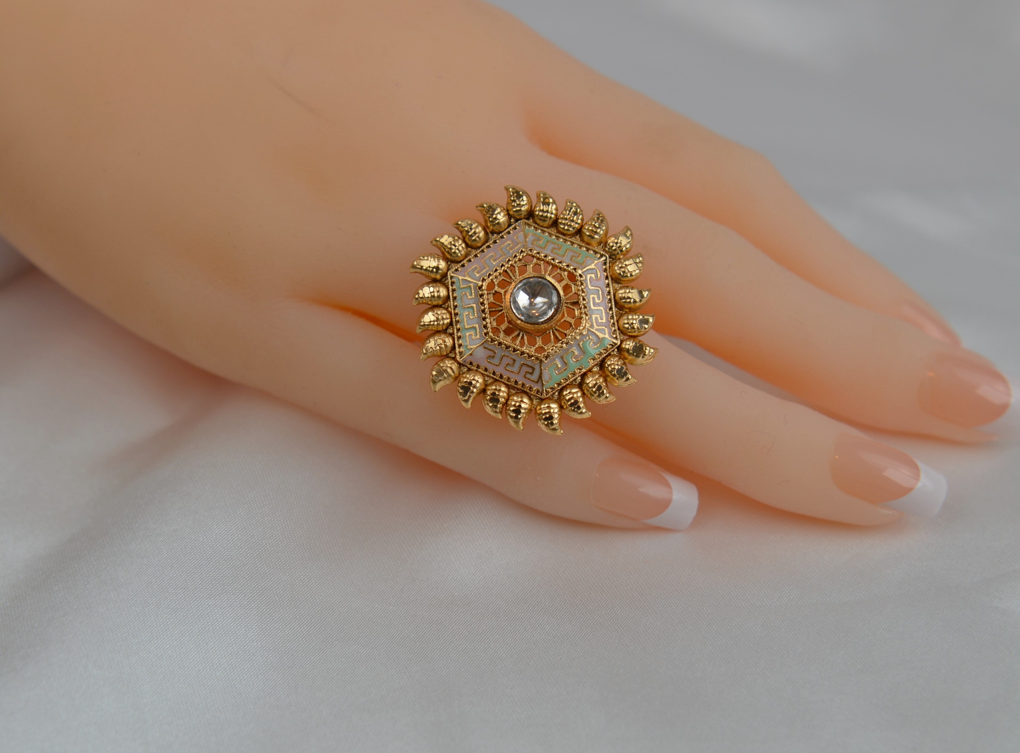 Enamel Kemp Stone Adjustable Rings
