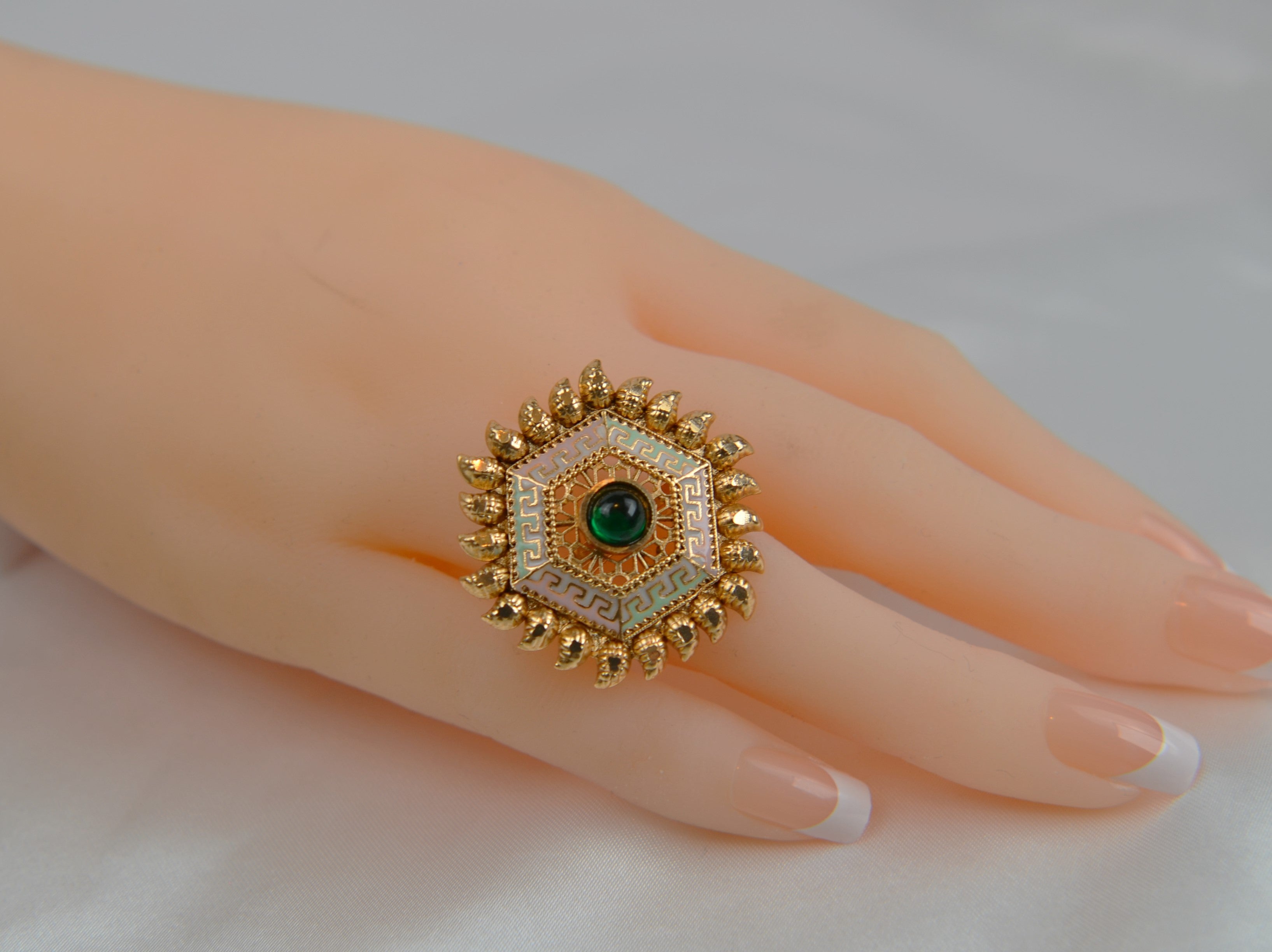 Enamel Kemp Stone Adjustable Rings