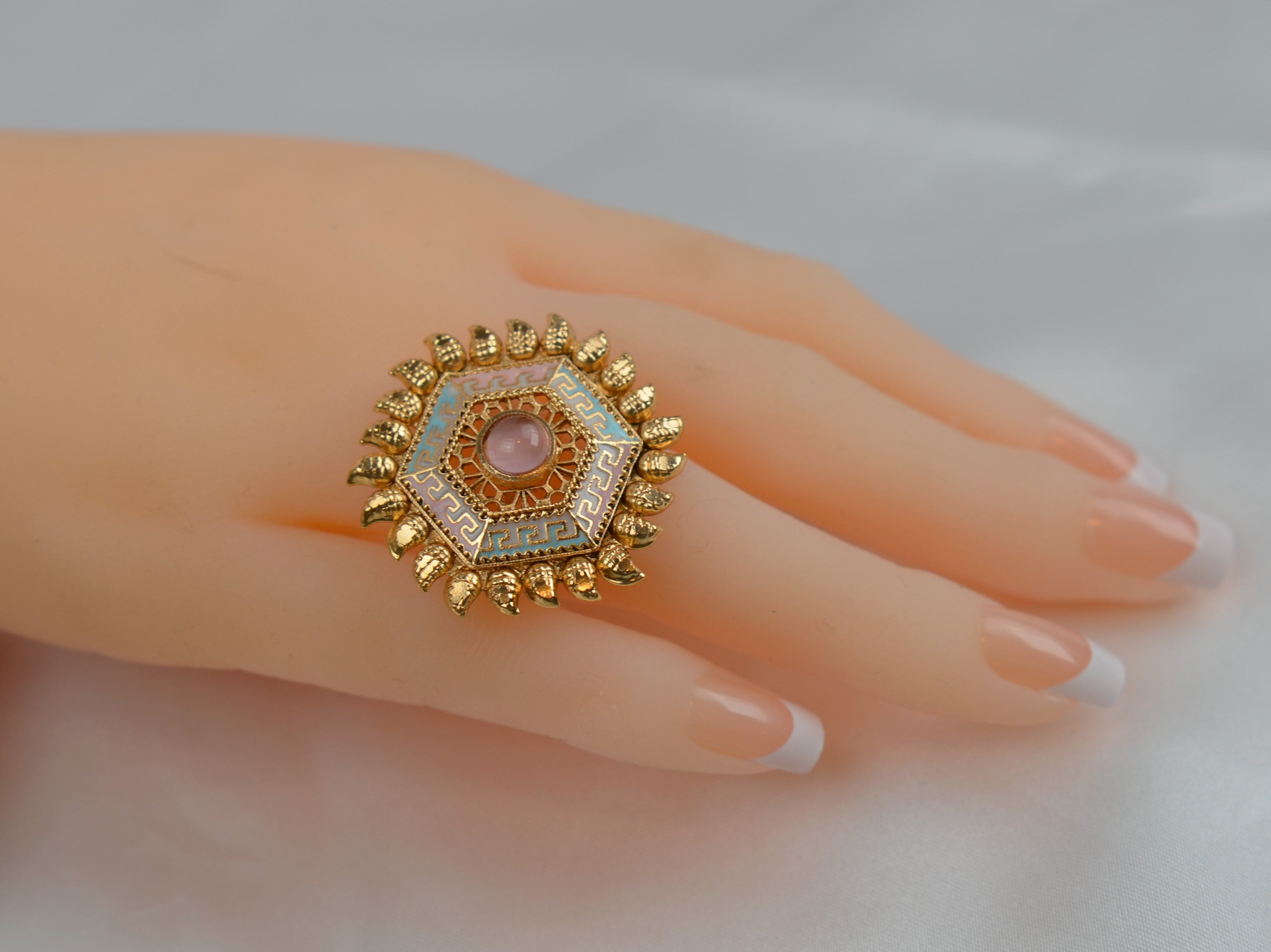 Enamel Kemp Stone Adjustable Rings