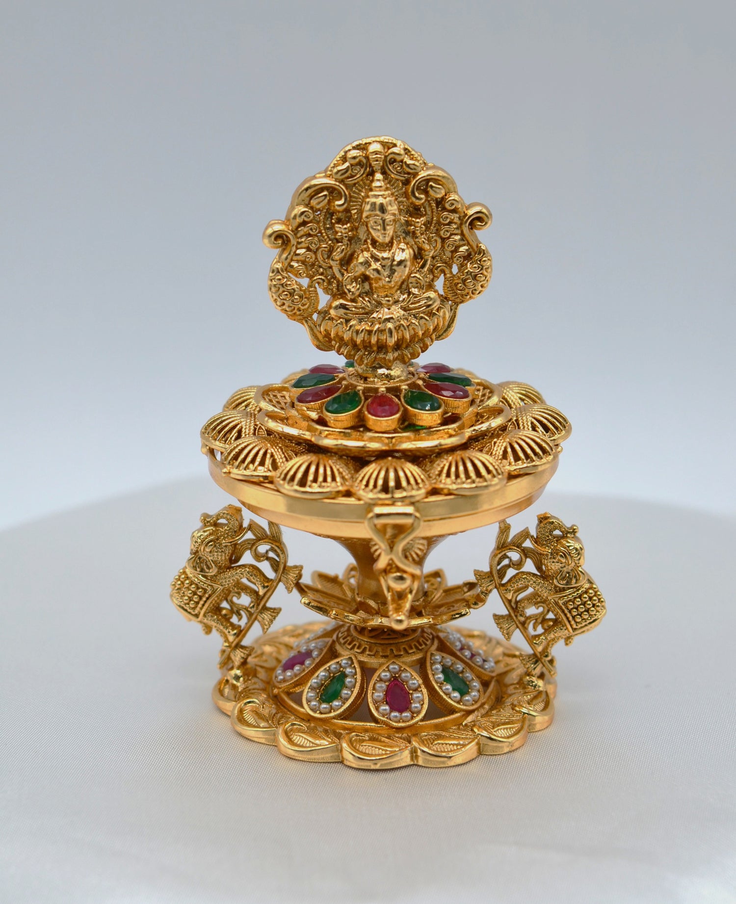 Goddess Lakshmi With Dual Elephant Sindoor Box