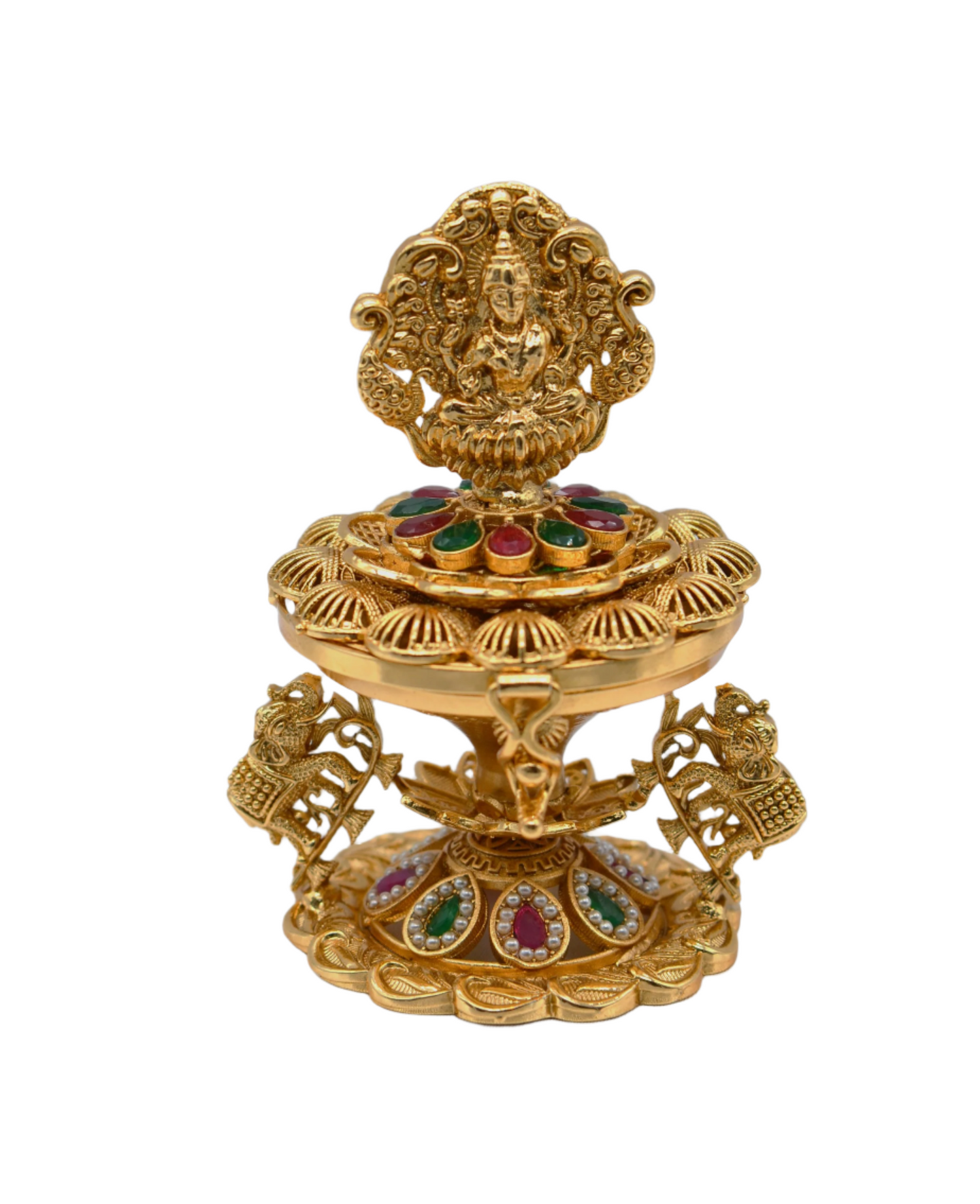 Goddess Lakshmi With Dual Elephant Sindoor Box
