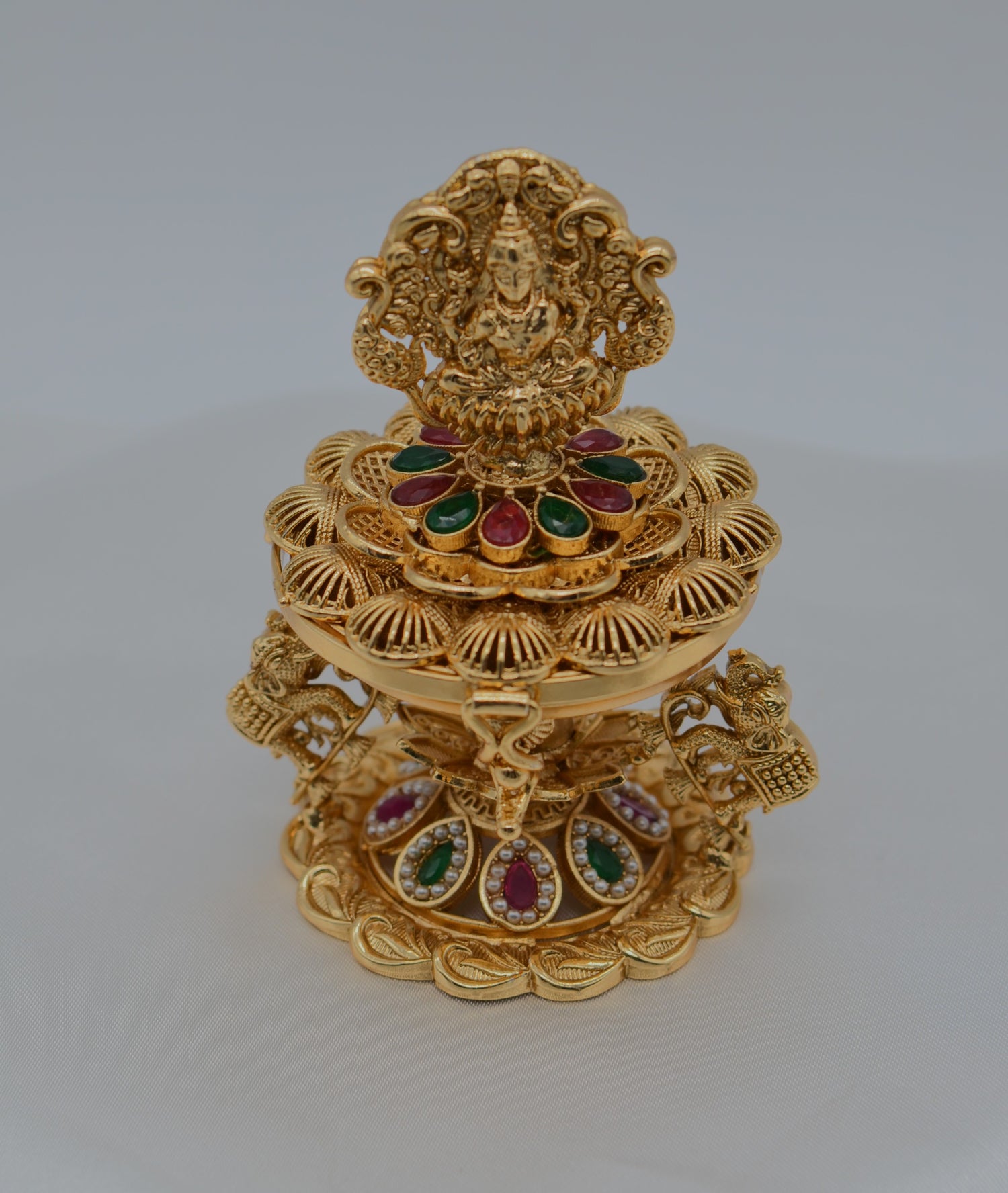 Goddess Lakshmi With Dual Elephant Sindoor Box