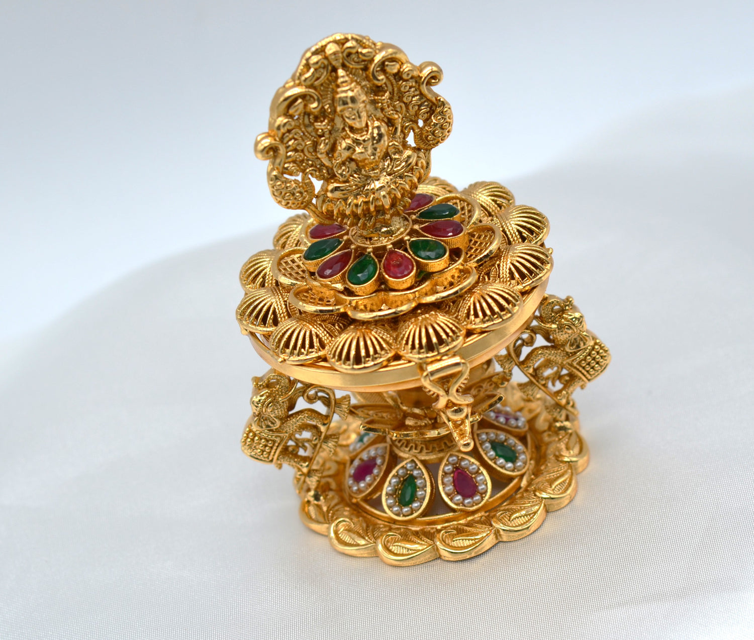 Goddess Lakshmi With Dual Elephant Sindoor Box