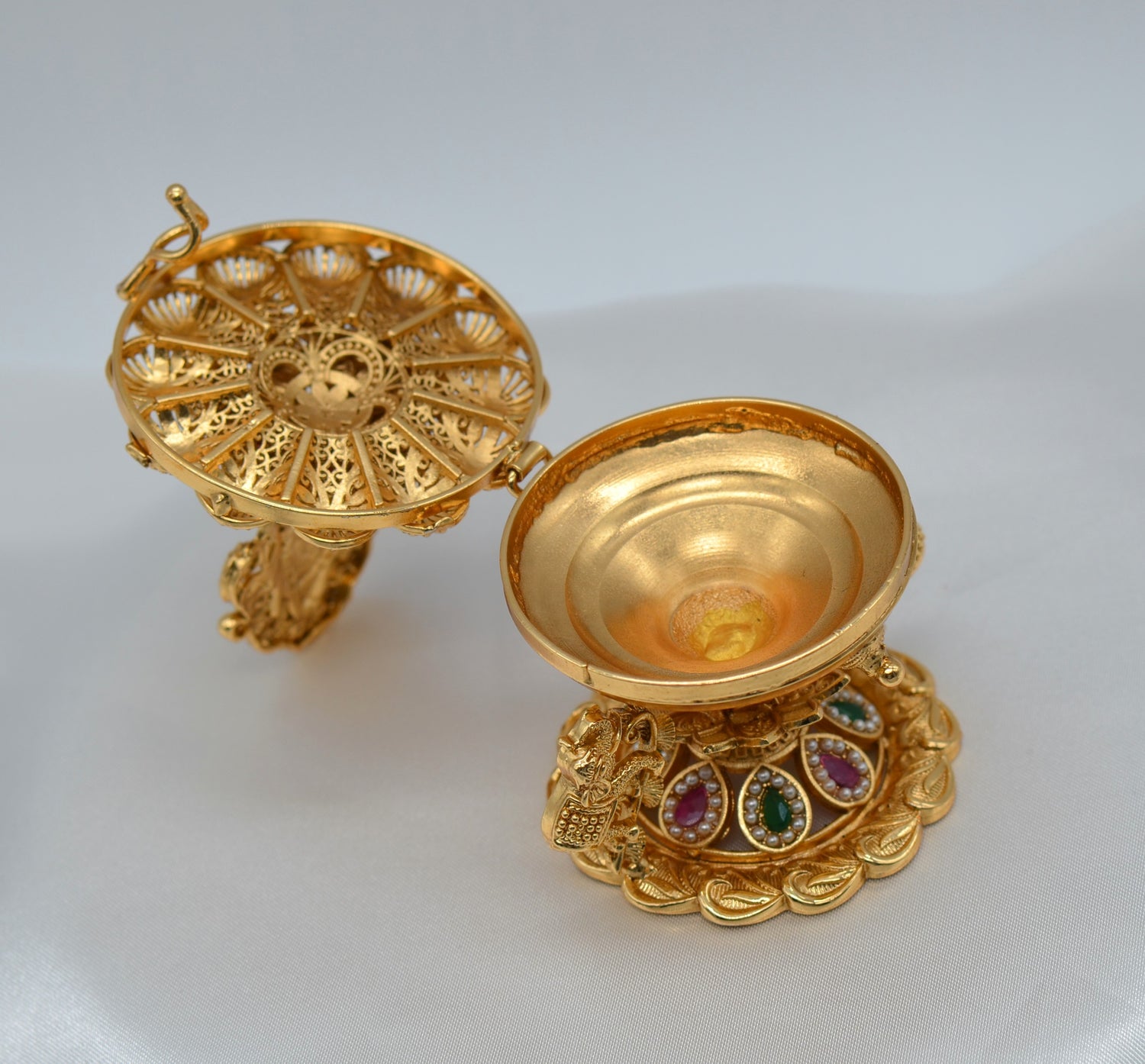 Goddess Lakshmi With Dual Elephant Sindoor Box