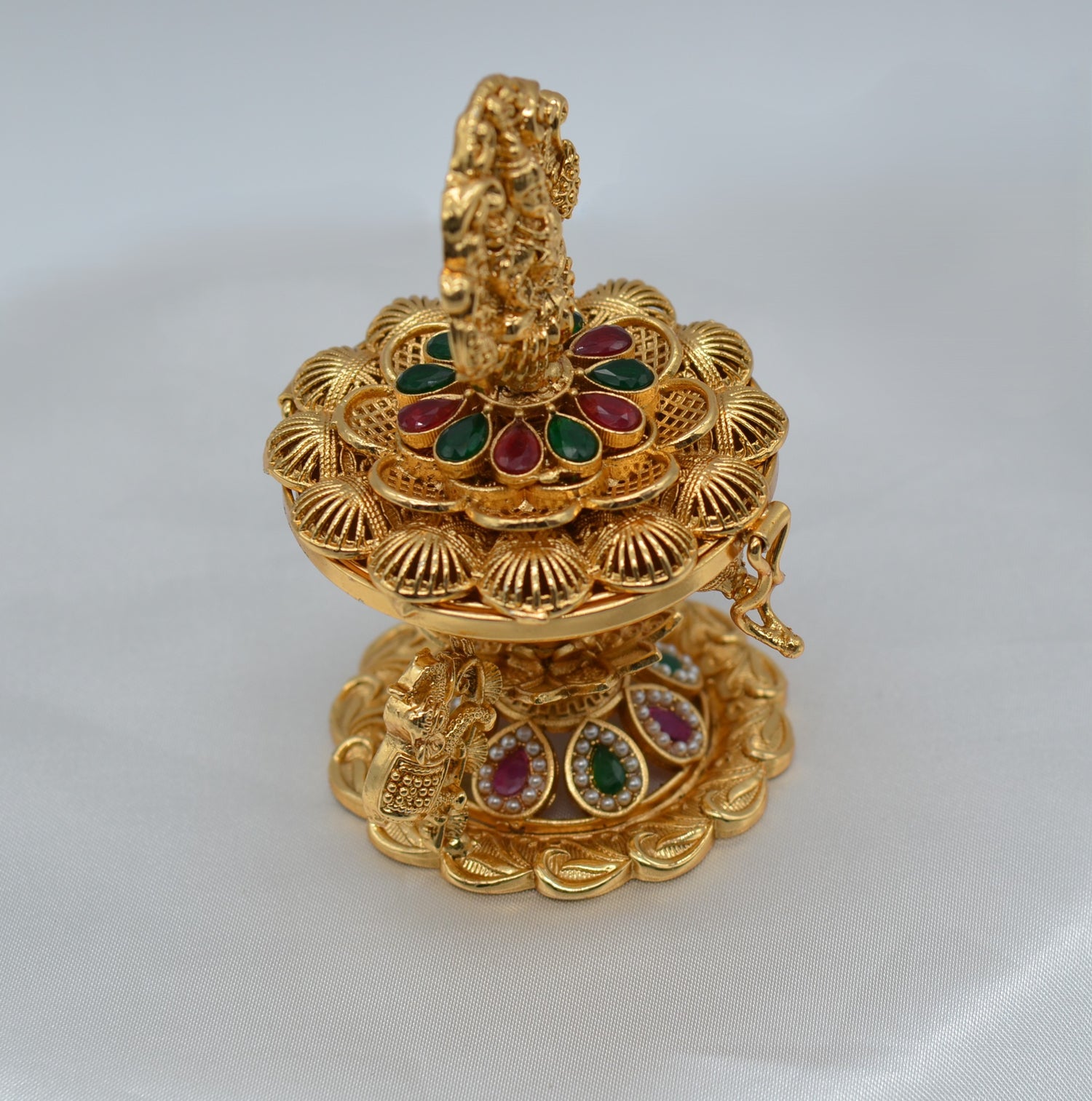 Goddess Lakshmi With Dual Elephant Sindoor Box