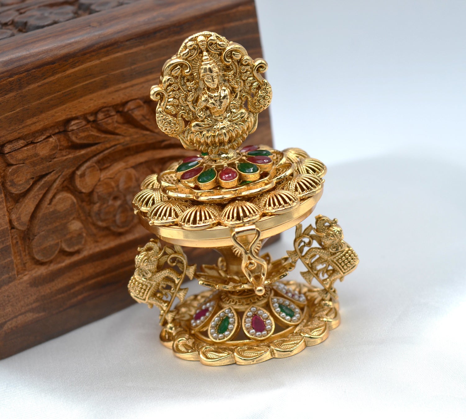 Goddess Lakshmi With Dual Elephant Sindoor Box