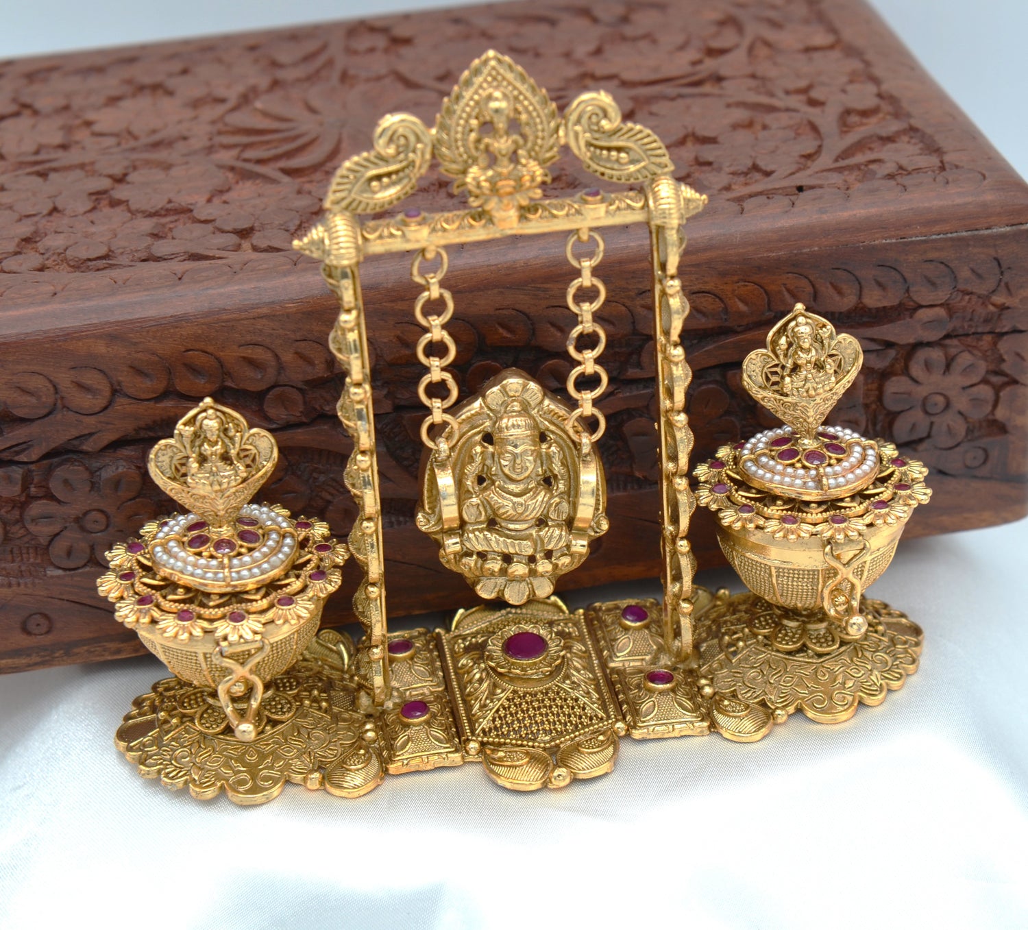 Traditional Dual Swing Lakshmi Sindoor Box