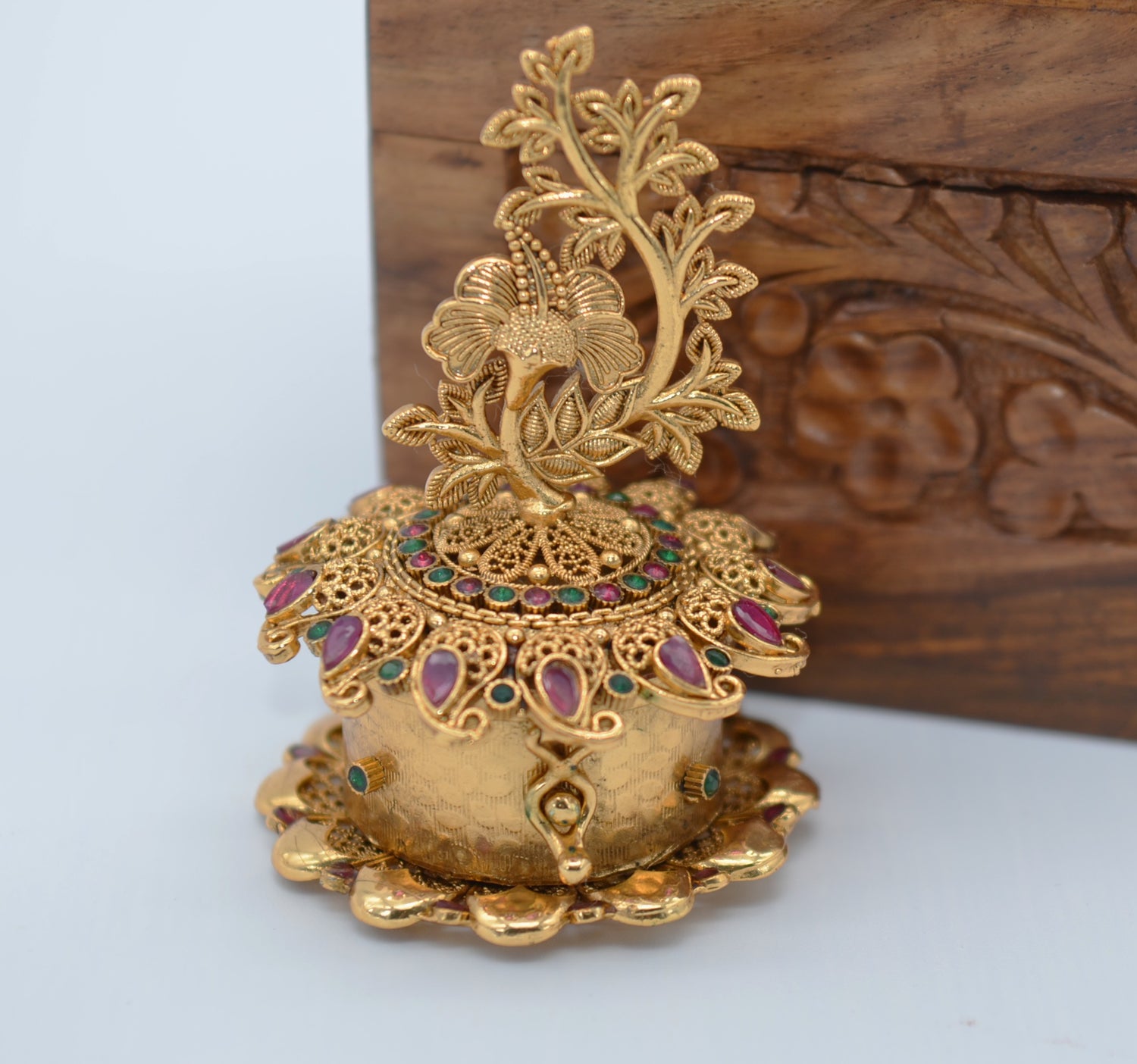 Kemp Stone Flower Design Sindoor Box