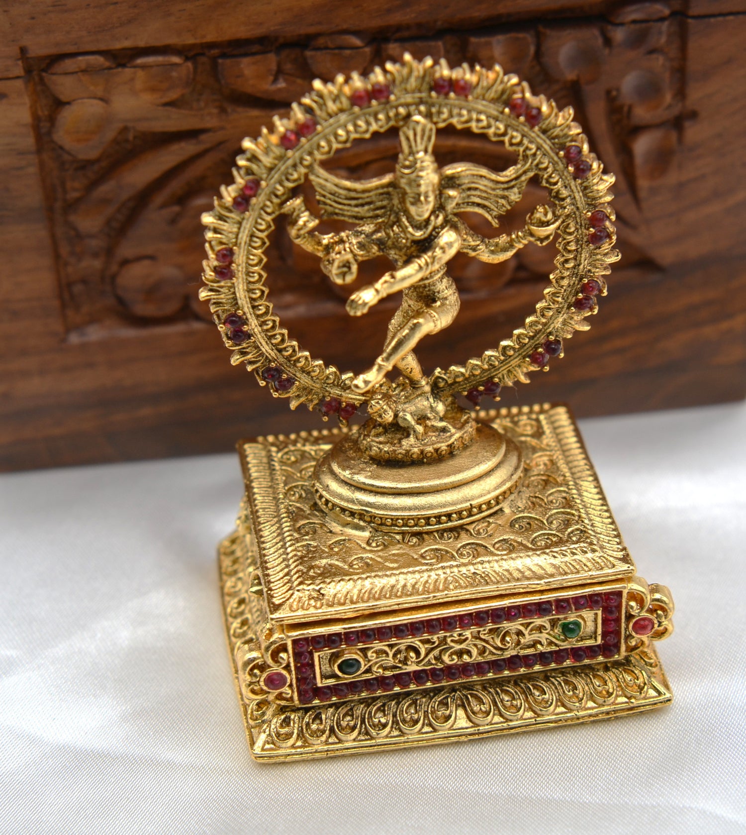 Antique Gold Tone Nataraja Sindoor Box