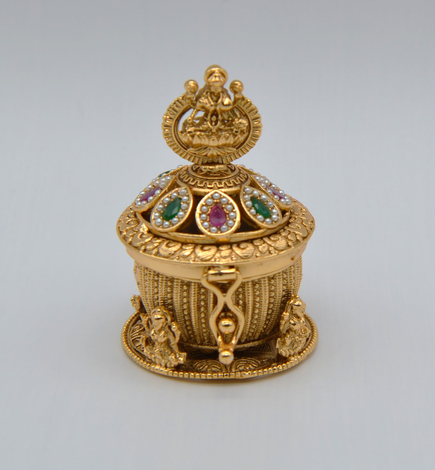 Antique Gold Kemp Dome Lakshmi Sindoor Box