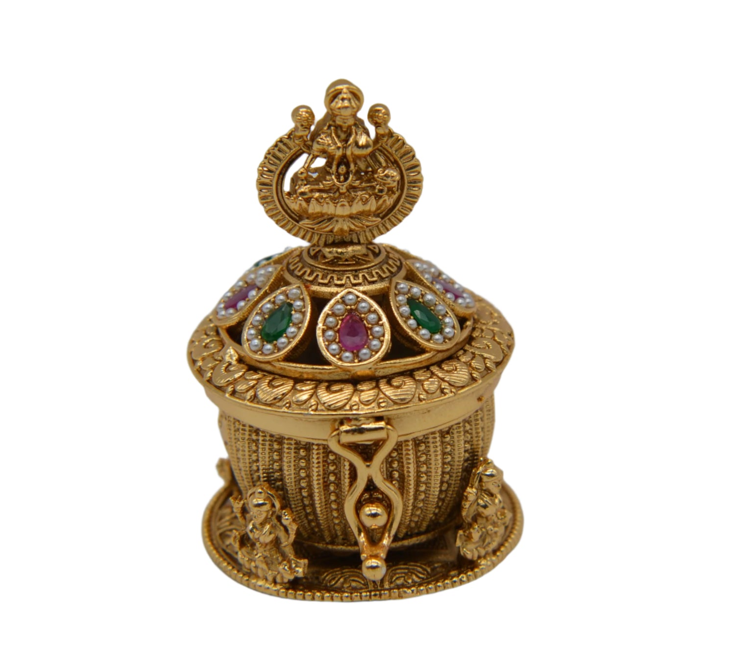 Antique Gold Kemp Dome Lakshmi Sindoor Box