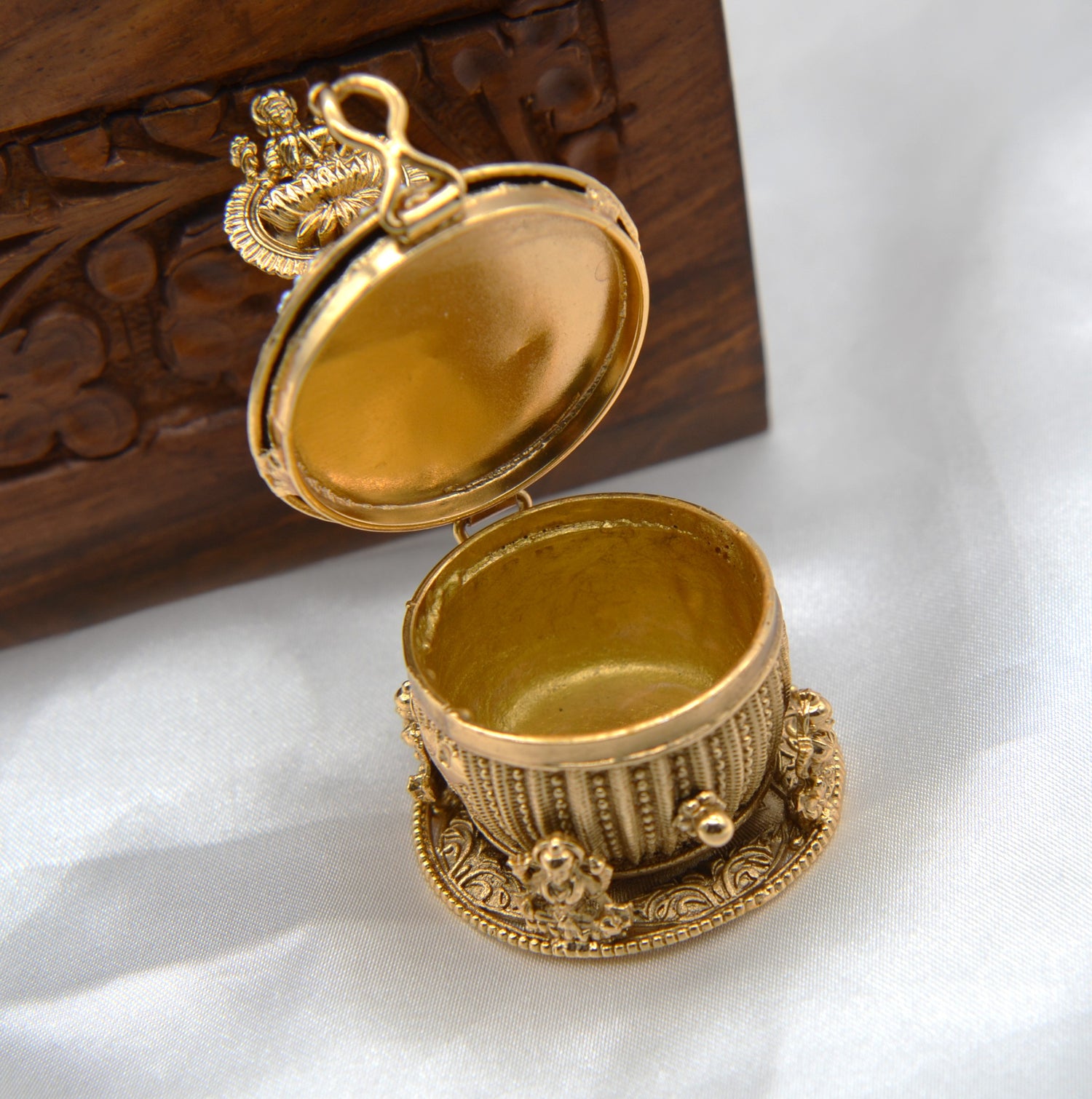 Antique Gold Kemp Dome Lakshmi Sindoor Box