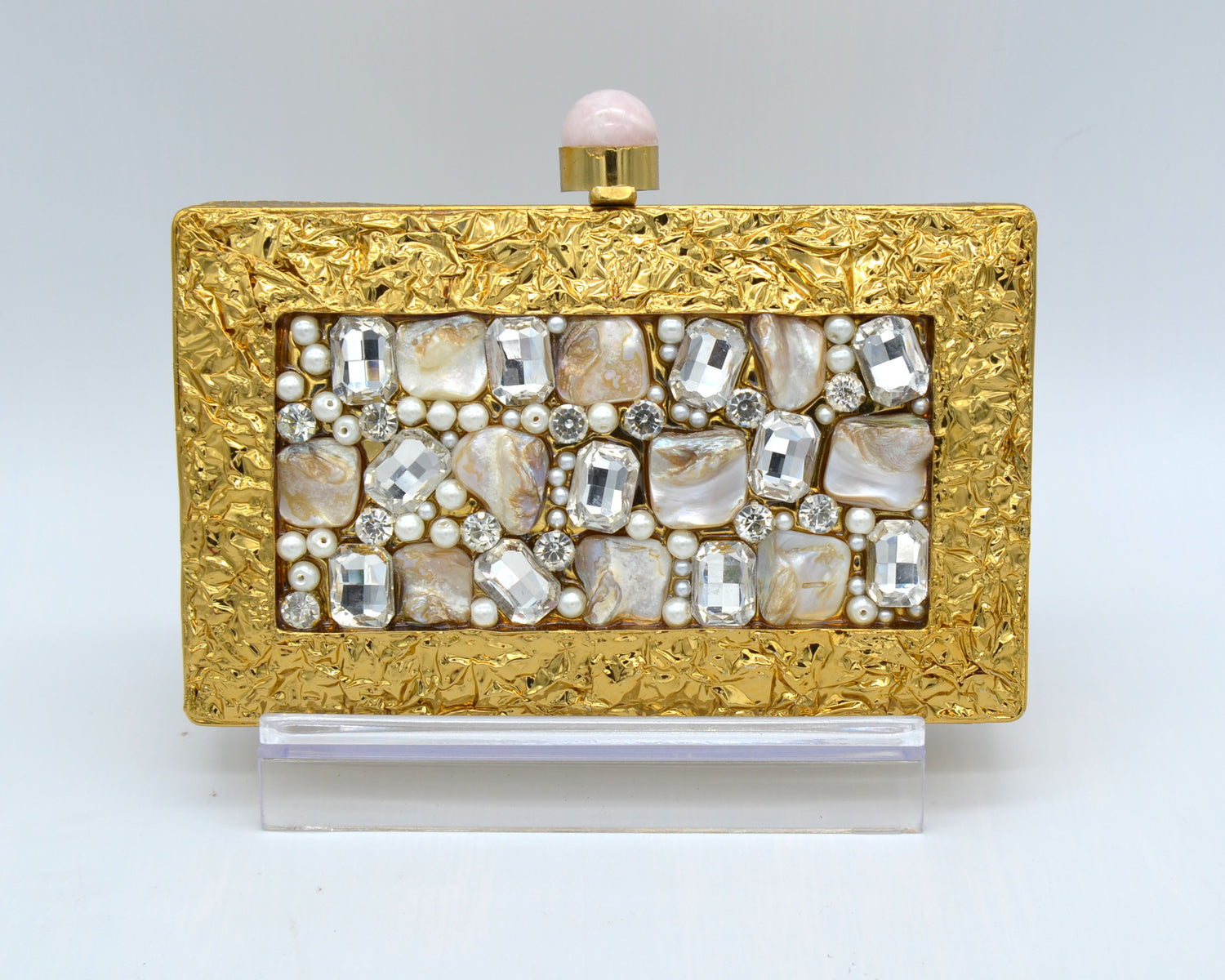 Mother Of Pearl Luxury Clutch - Gold