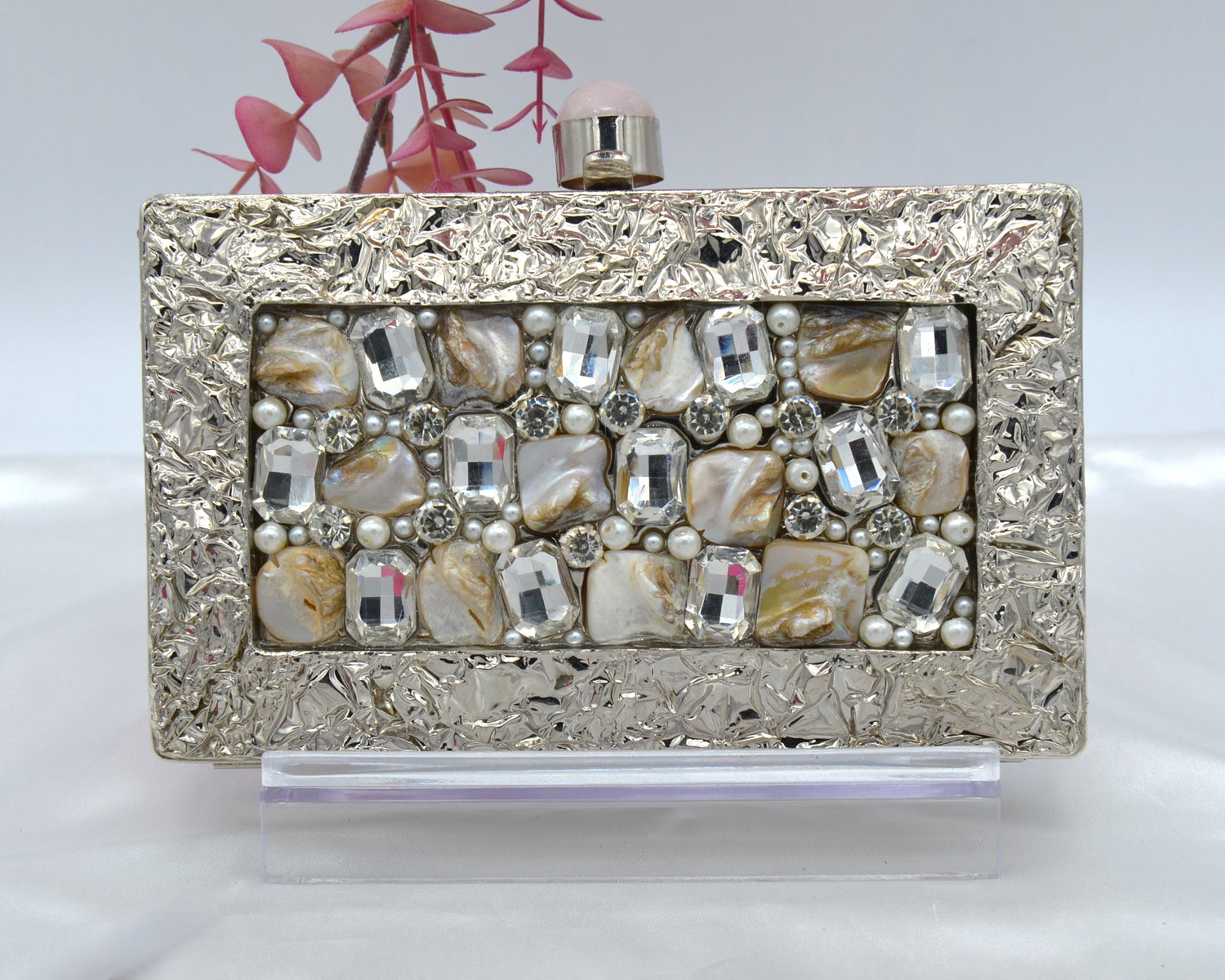 Mother Of Pearl Luxury Clutch - Silver