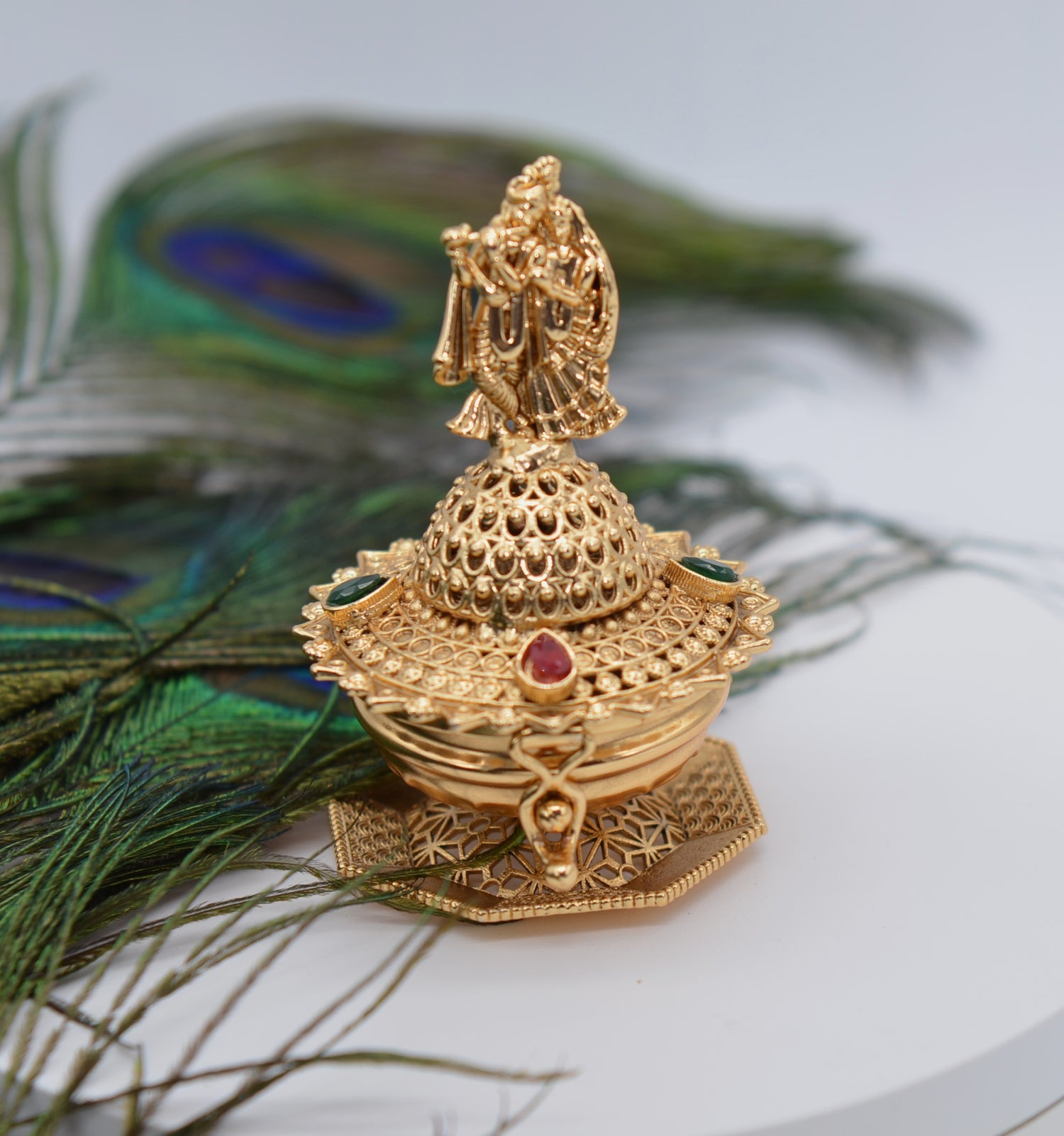 Radha Krishna With Flute Sindoor Box