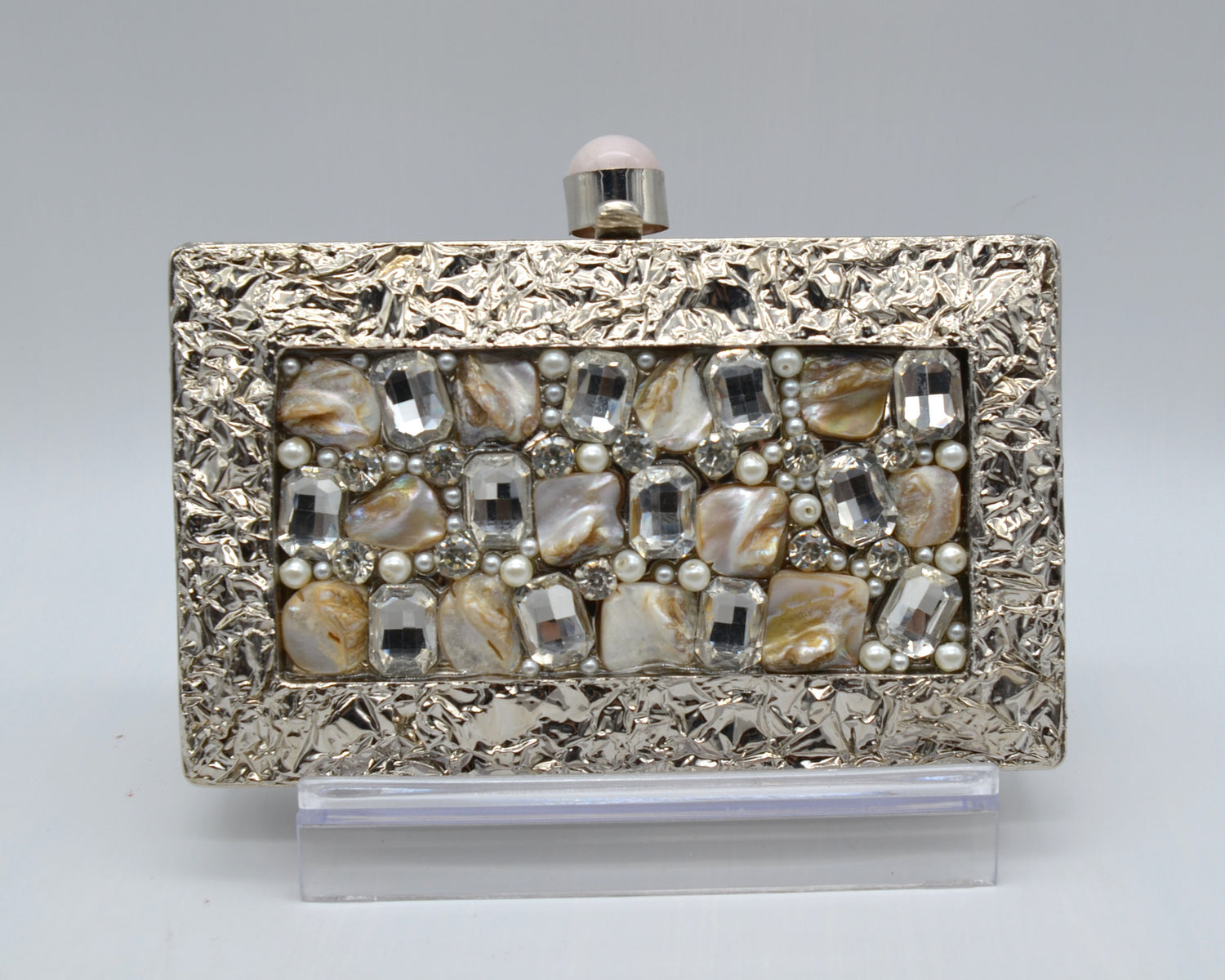 Mother Of Pearl Luxury Clutch - Silver