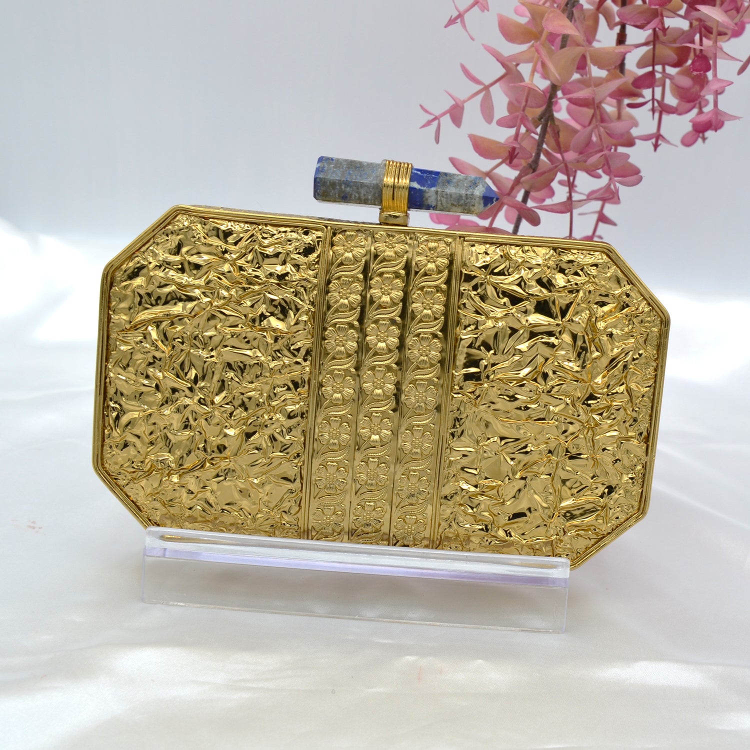 Mother Of Pearl Centre Stone Embellished Clutch