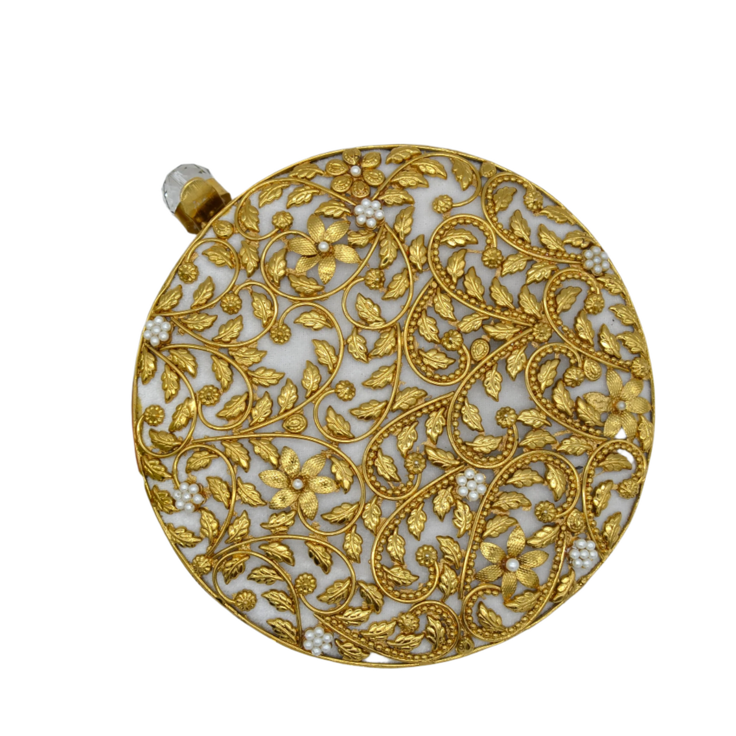 Round Floral Cut Clutch - Gold