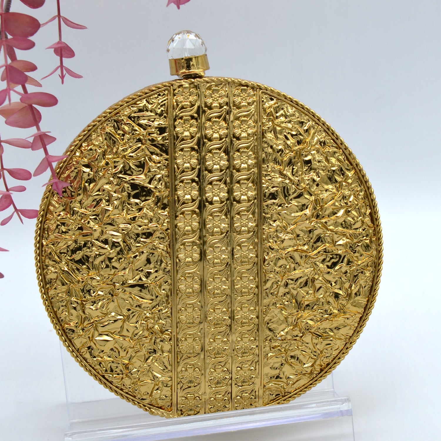 Round Floral Cut Clutch - Gold