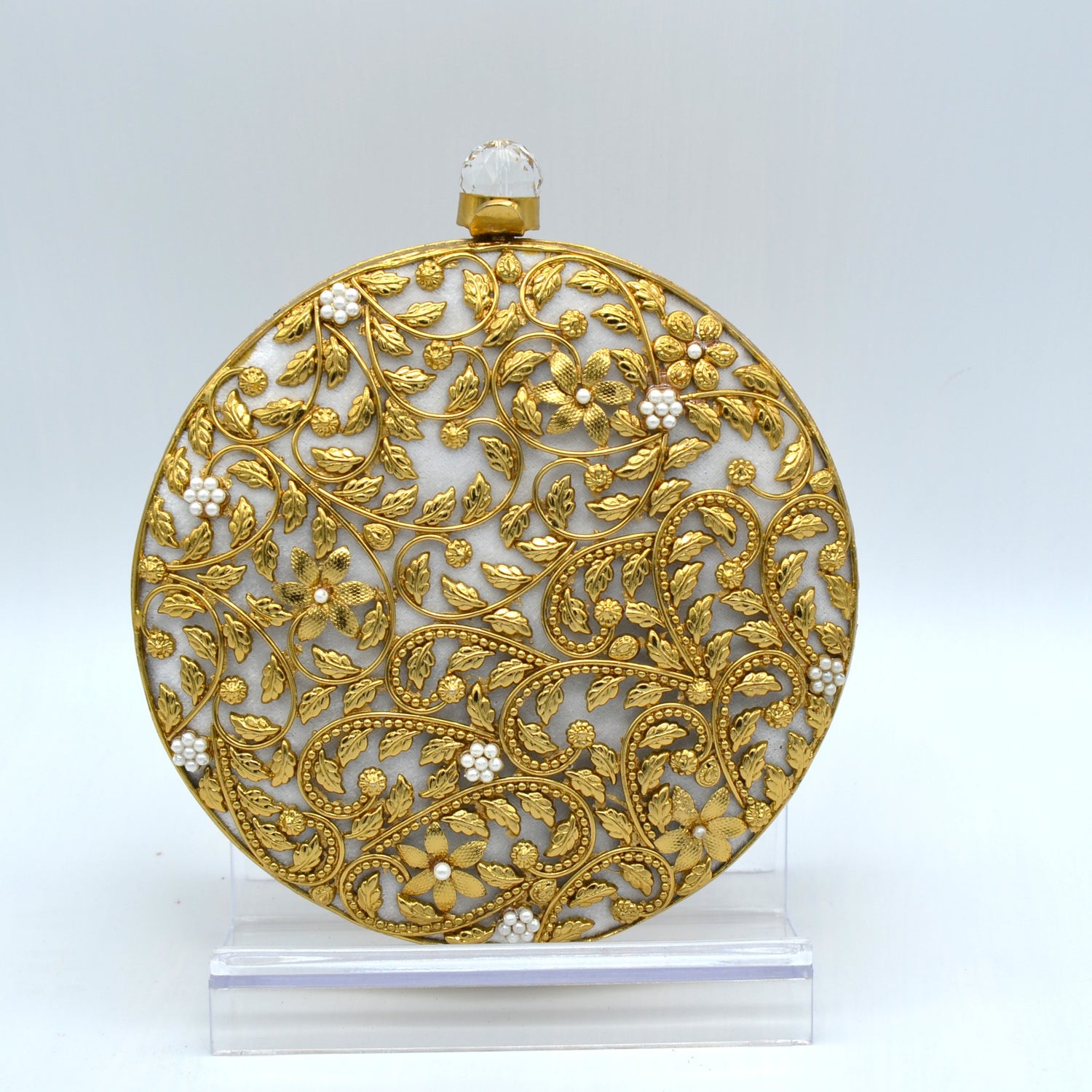 Round Floral Cut Clutch - Gold