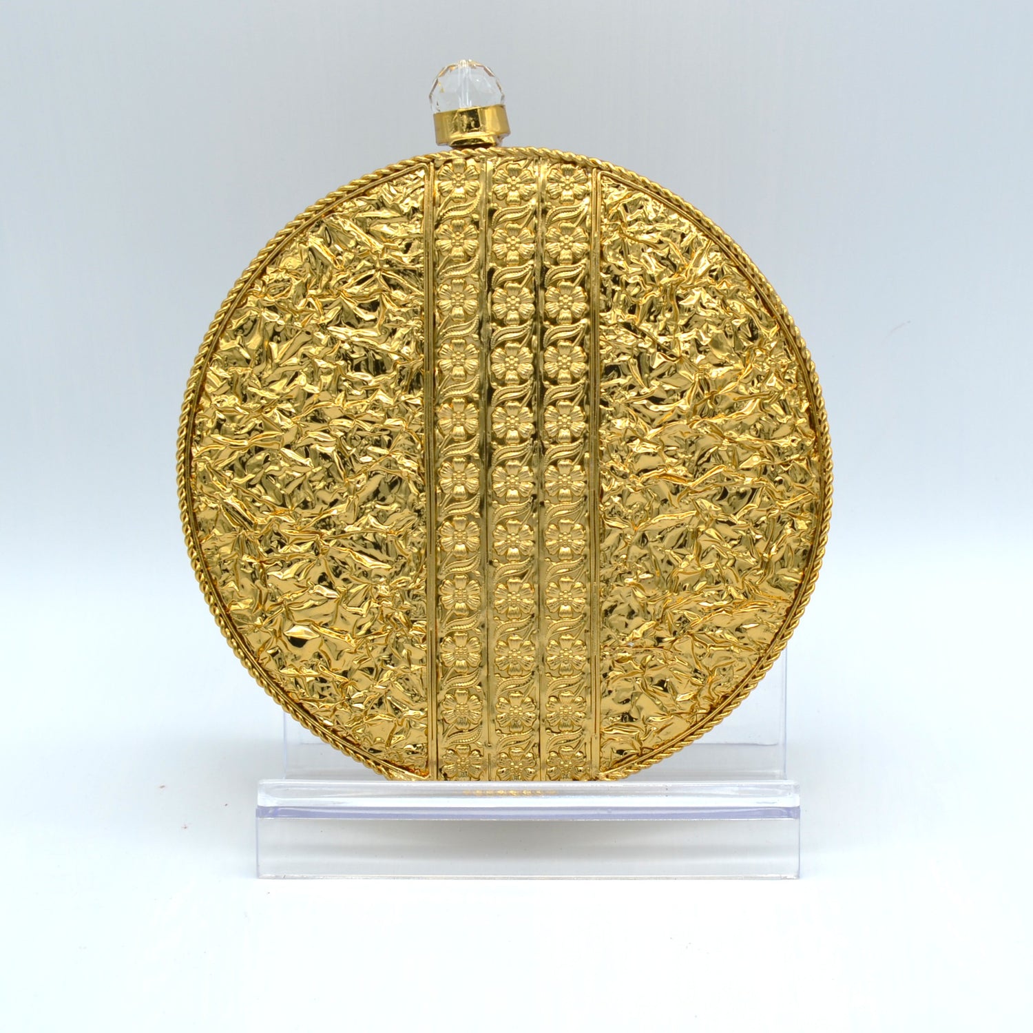 Round Floral Cut Clutch - Gold