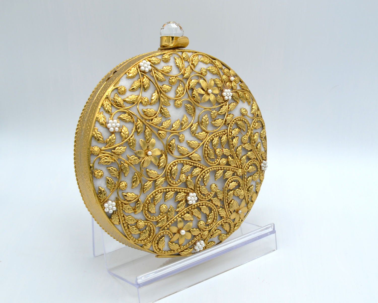 Round Floral Cut Clutch - Gold