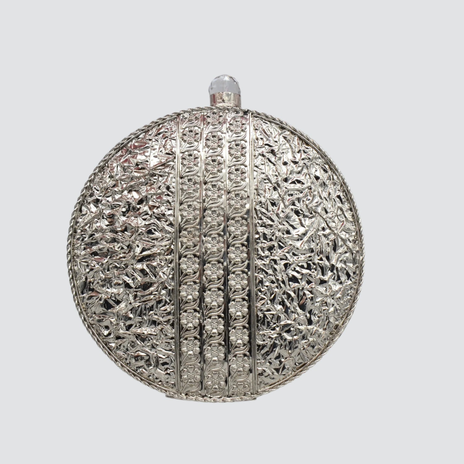 Round Floral Cut Clutch - Silver