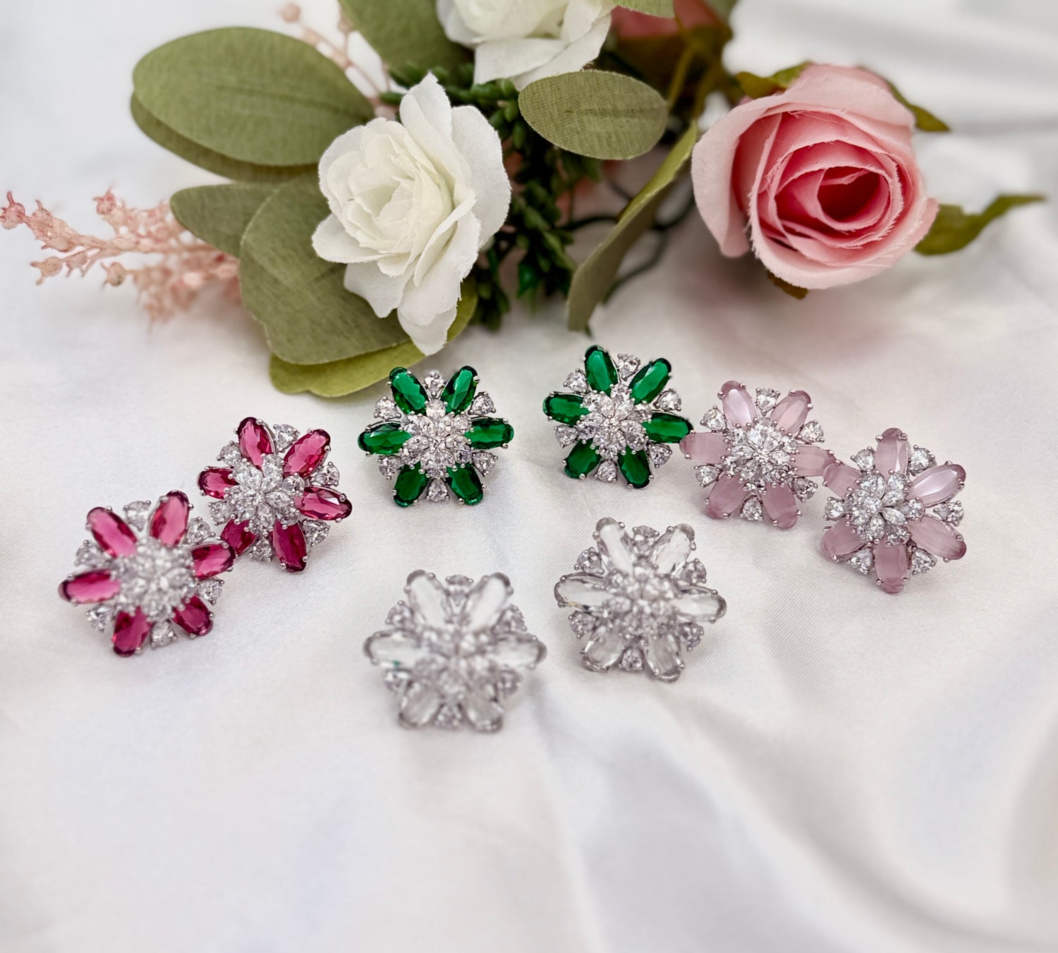 Floral Cubic Zirconia Studs