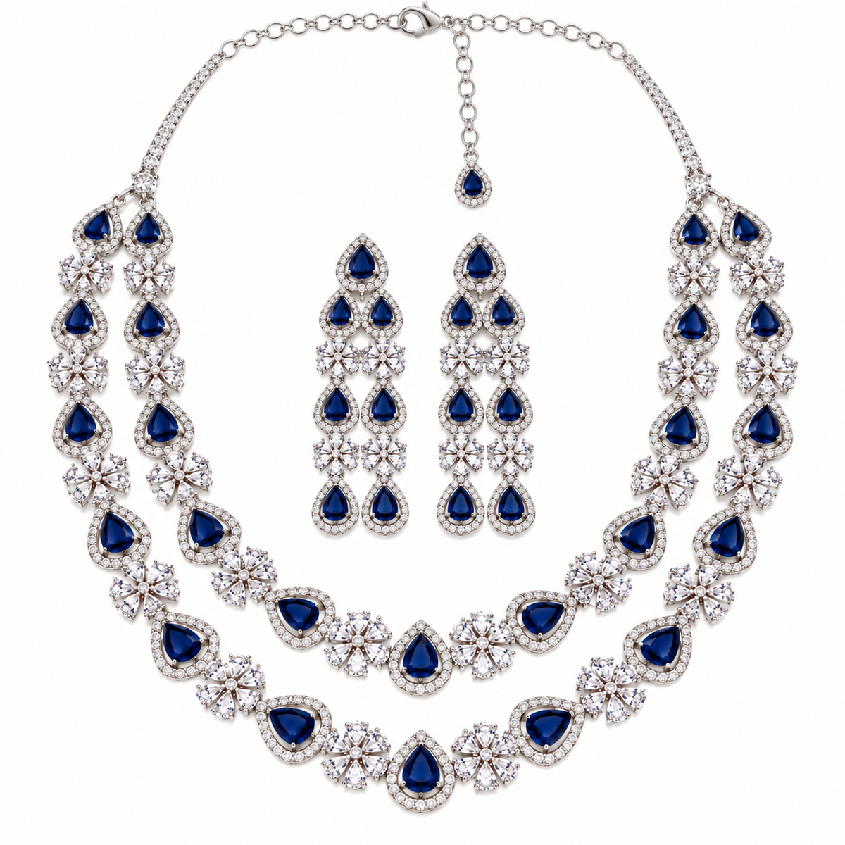 Afreen Double Layer CZ Necklace Set