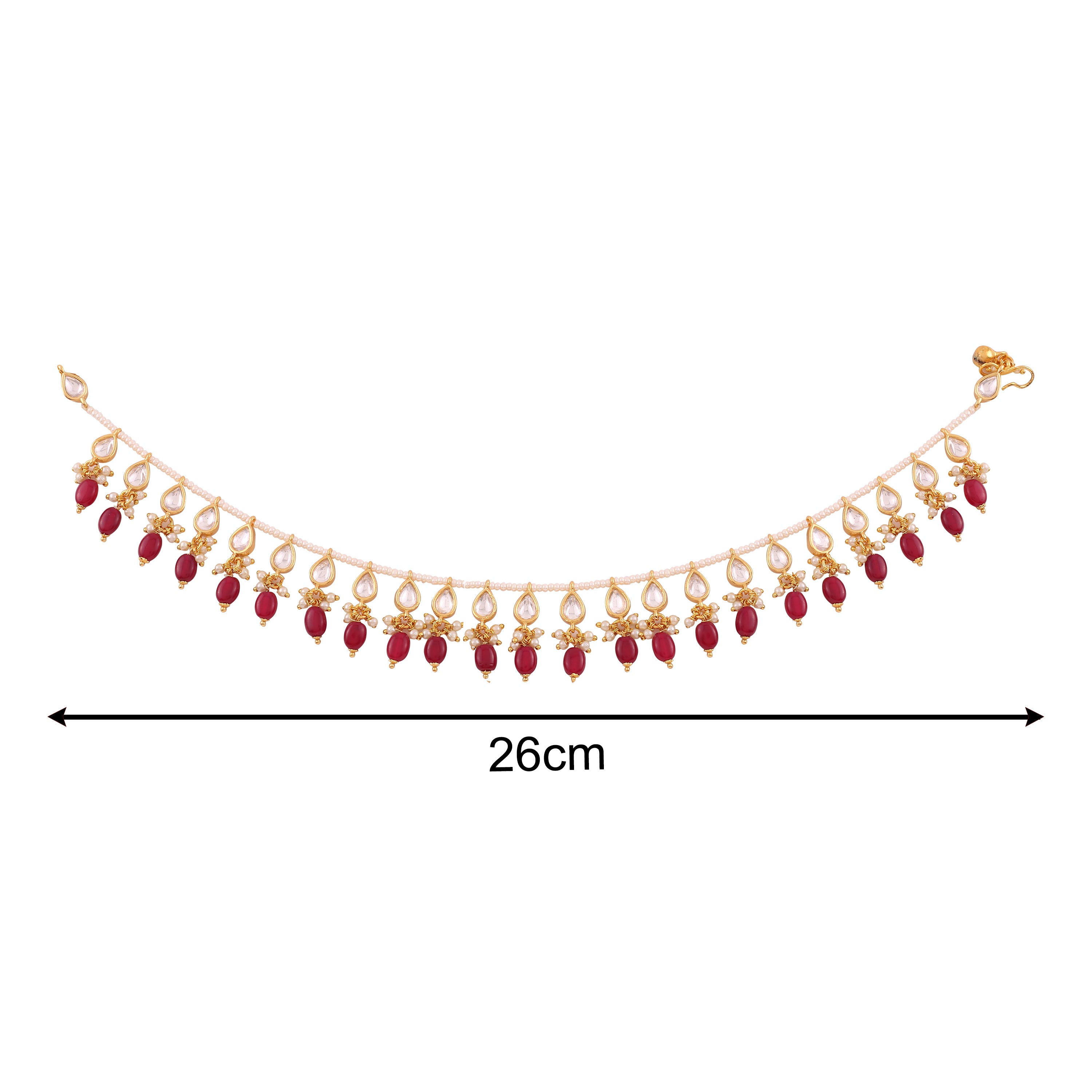 Maya Traditional Ruby Kundan Pearl Anklet Set - Payal