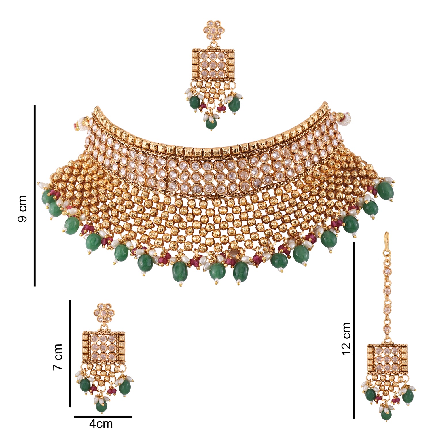 Antique Gold Multicolor Choker Necklace Set