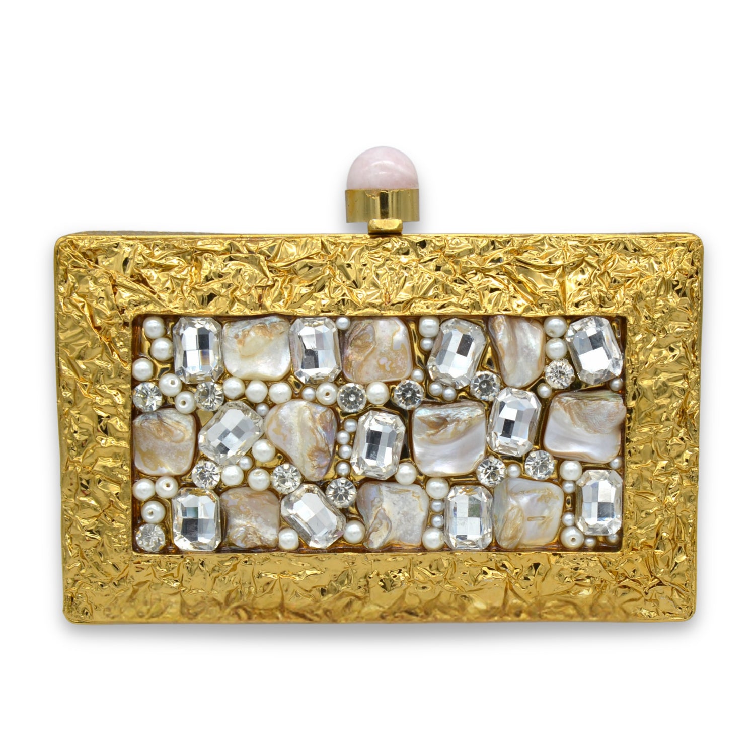 Mother Of Pearl Luxury Clutch - Gold