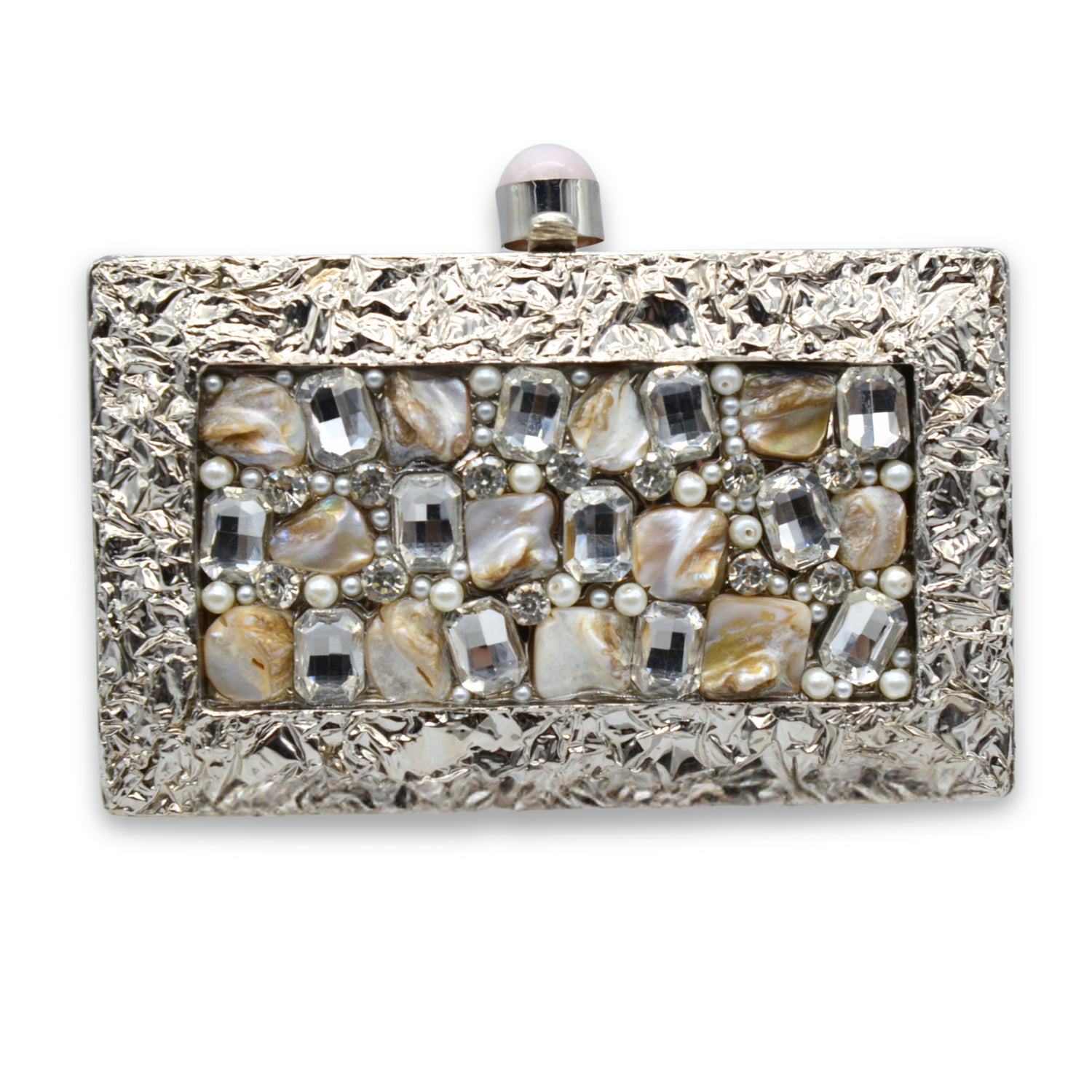 Mother Of Pearl Luxury Clutch - Silver