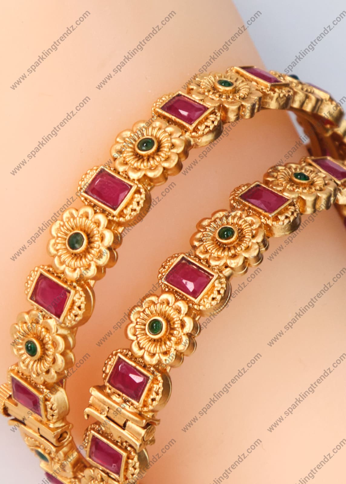 Multicolor Openable Kemp Kundan Kada - Size 2.8 Bangles