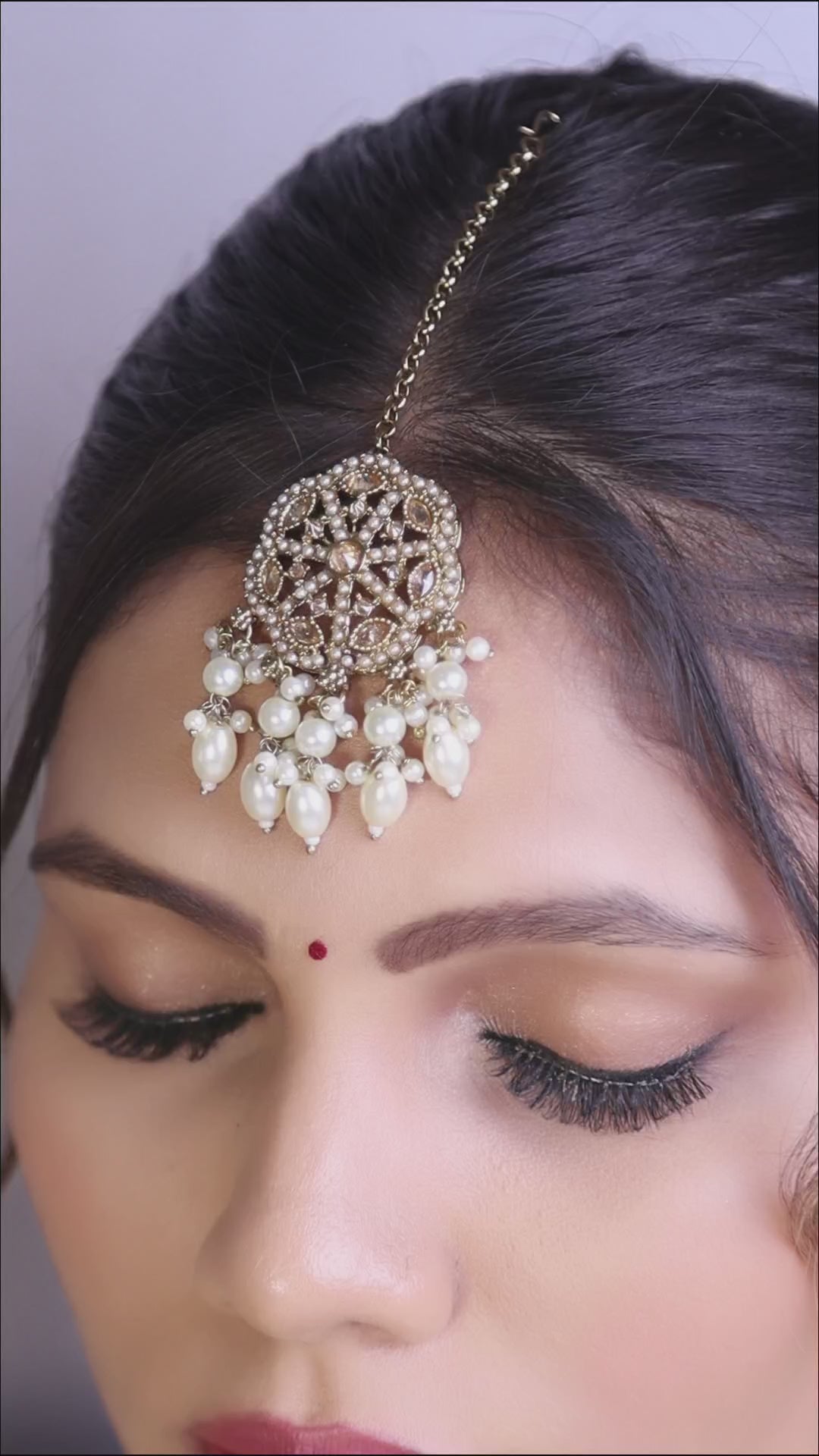 Pearl Long Necklace Set With Maang Tikka